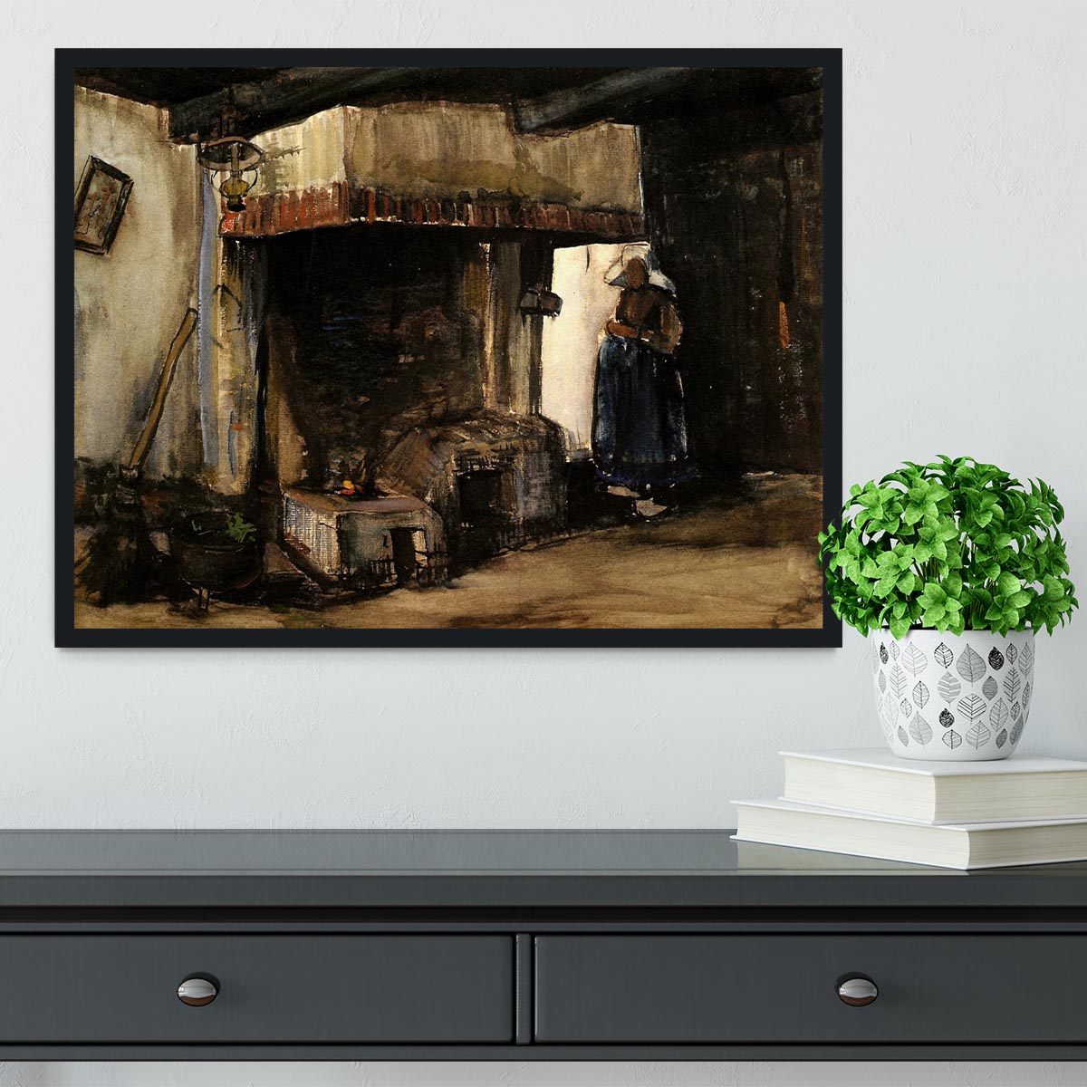Woman by a Hearth by Van Gogh Framed Print - Canvas Art Rocks - 2