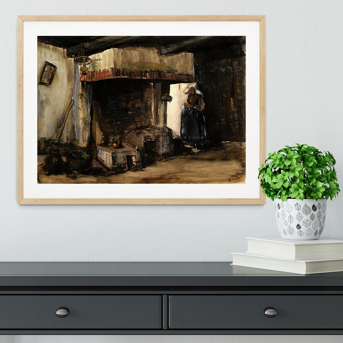 Woman by a Hearth by Van Gogh Framed Print - Canvas Art Rocks - 3