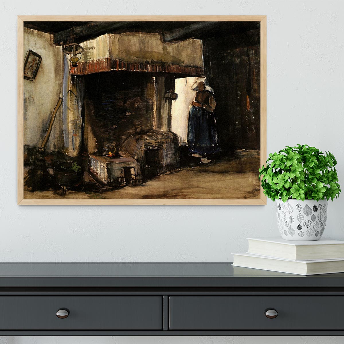 Woman by a Hearth by Van Gogh Framed Print - Canvas Art Rocks - 4