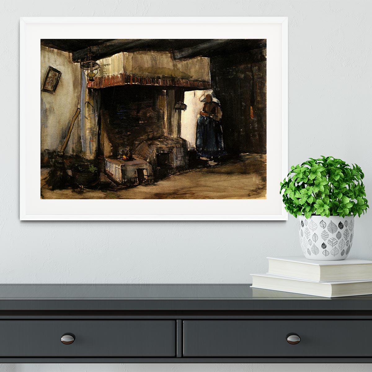 Woman by a Hearth by Van Gogh Framed Print - Canvas Art Rocks - 5