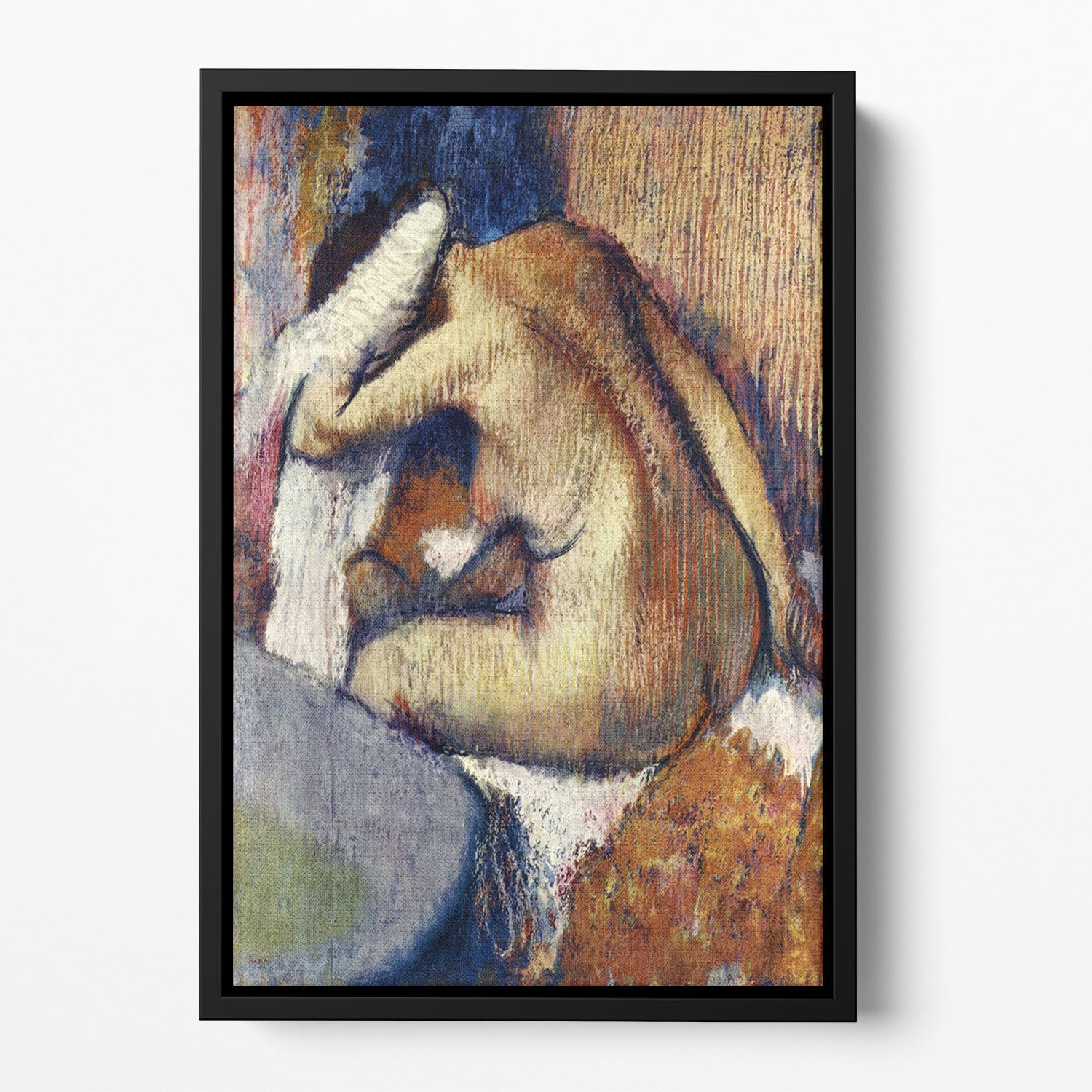 Woman drying hair by Degas Floating Framed Canvas