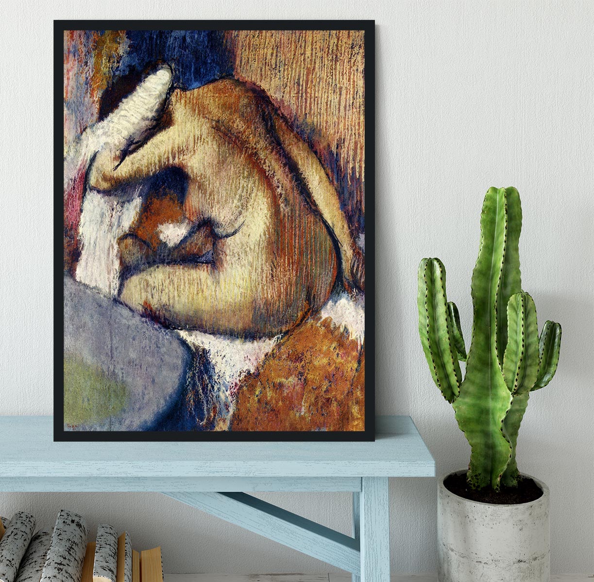 Woman drying hair by Degas Framed Print - Canvas Art Rocks - 2