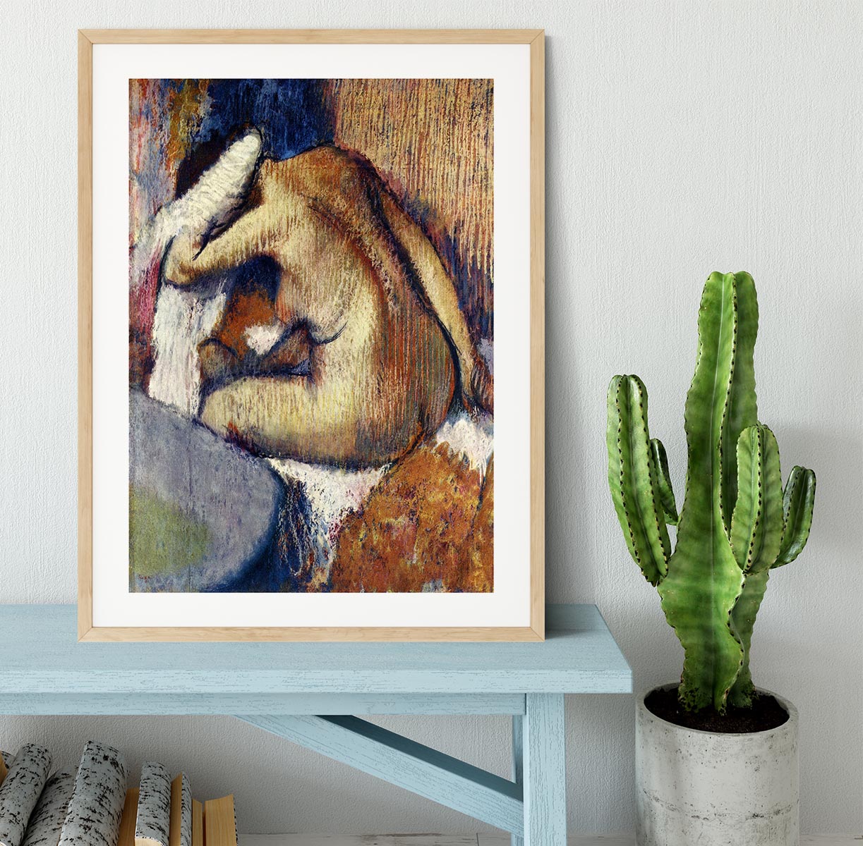 Woman drying hair by Degas Framed Print - Canvas Art Rocks - 3