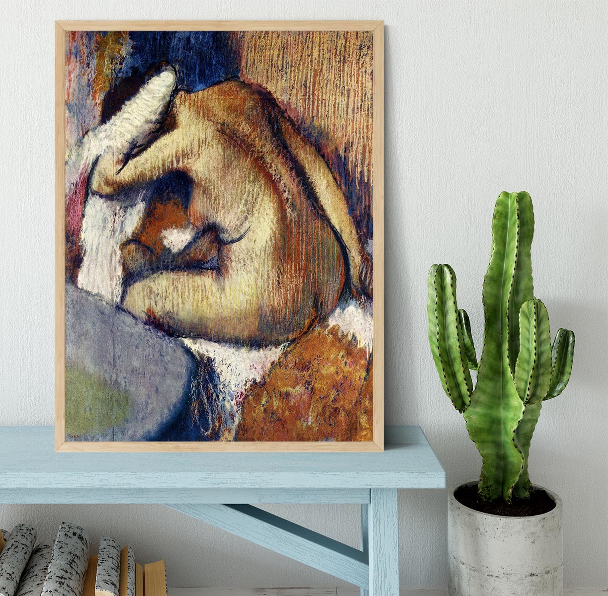 Woman drying hair by Degas Framed Print - Canvas Art Rocks - 4