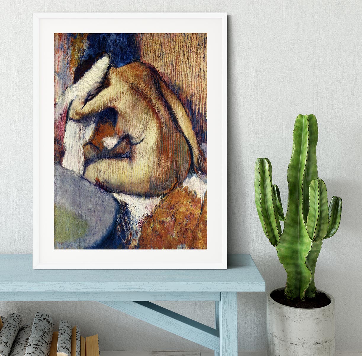 Woman drying hair by Degas Framed Print - Canvas Art Rocks - 5