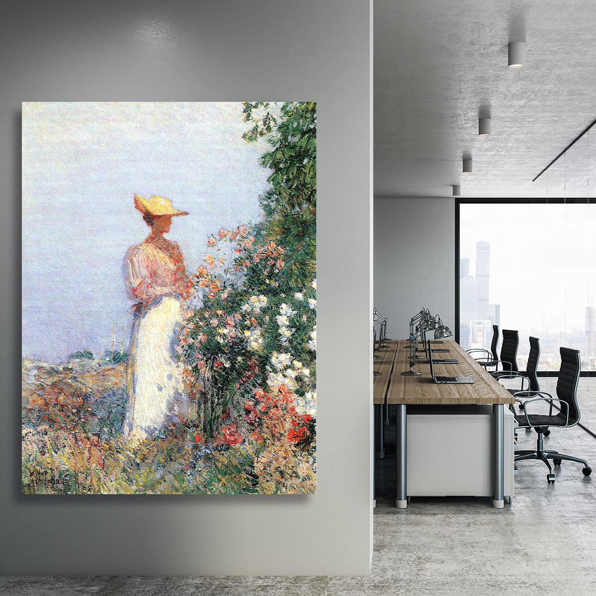 Woman in Garden by Hassam Canvas Print or Poster - Canvas Art Rocks - 3