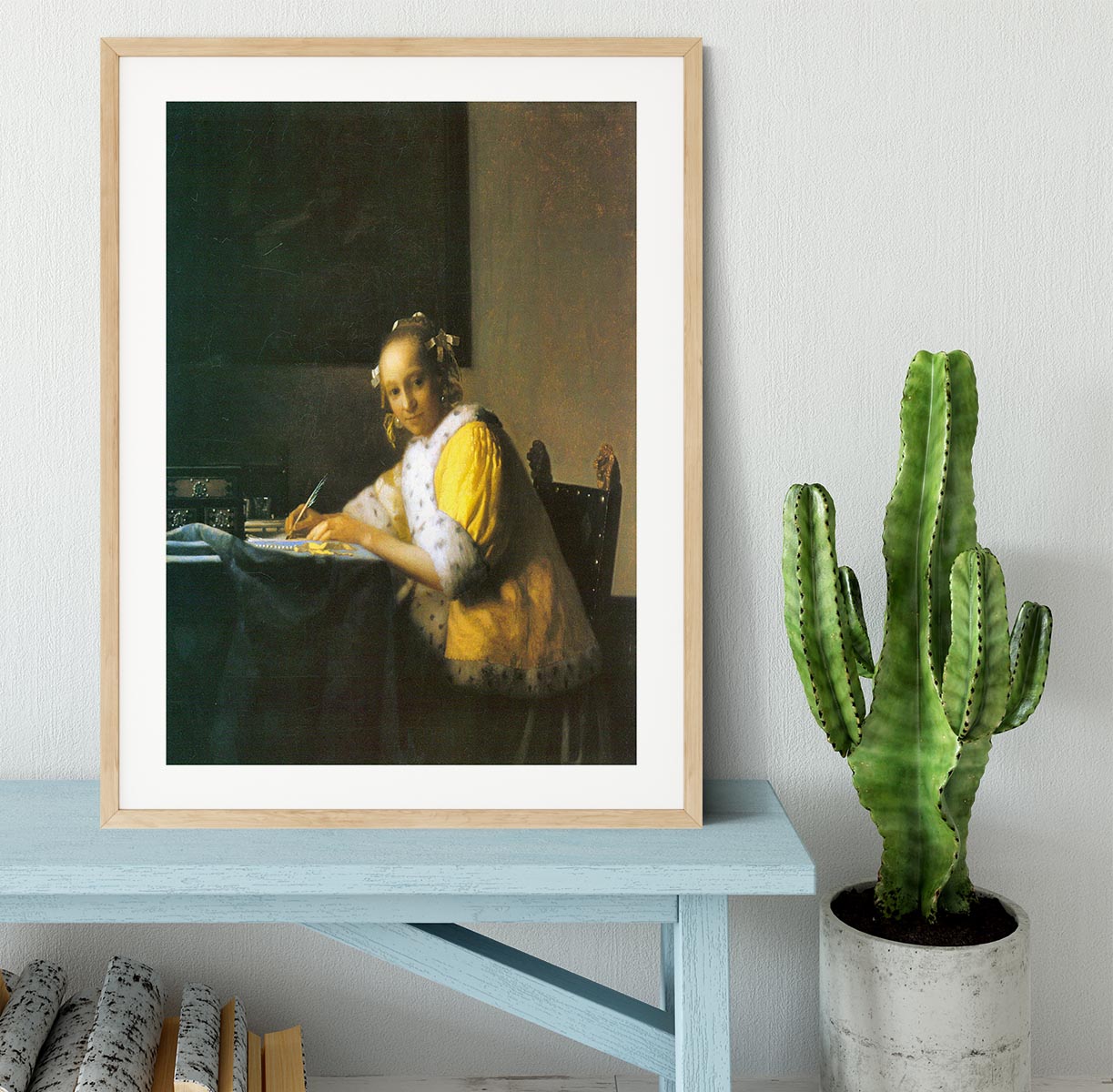 Woman in yellow by Vermeer Framed Print - Canvas Art Rocks - 3