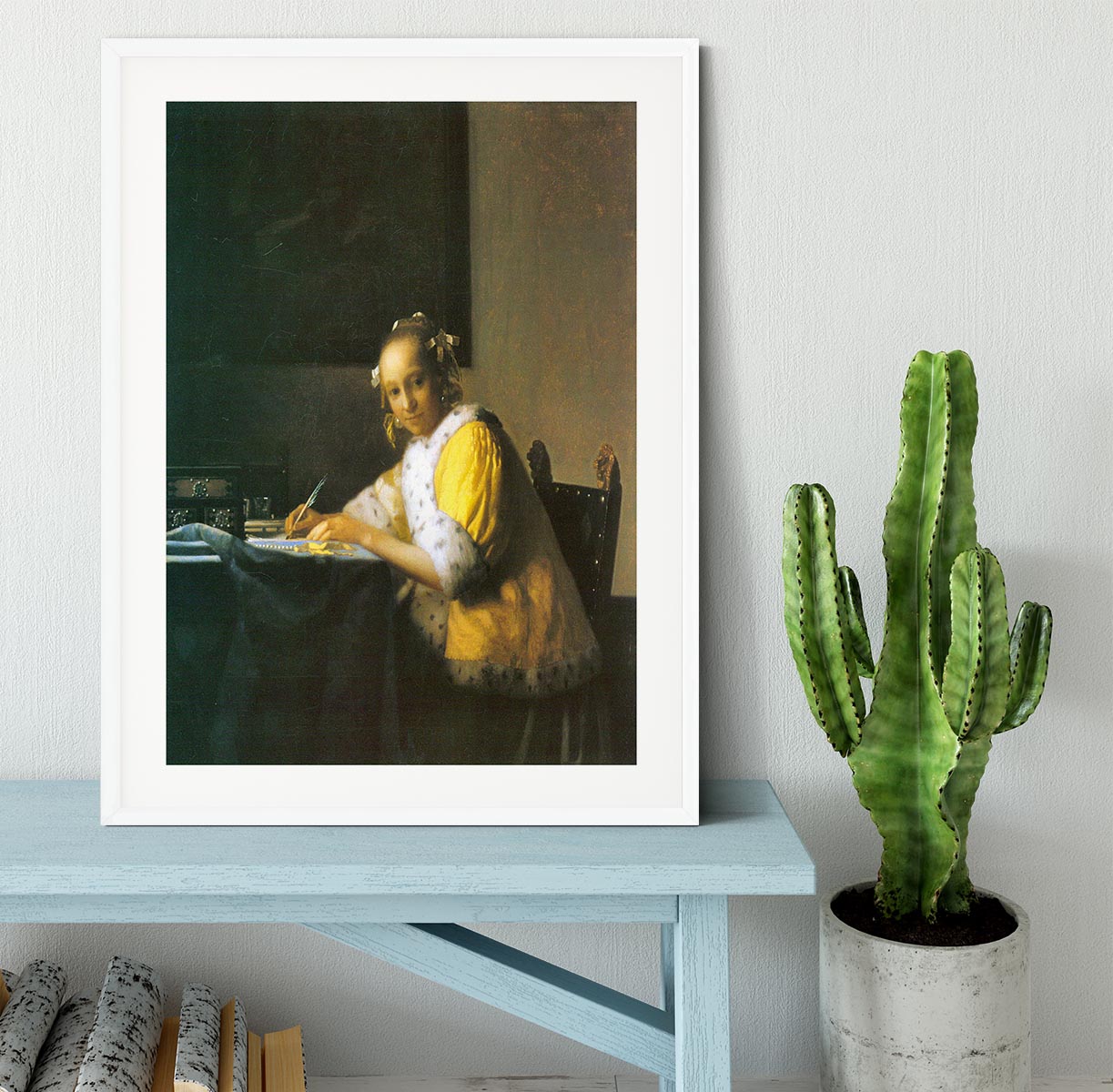 Woman in yellow by Vermeer Framed Print - Canvas Art Rocks - 5