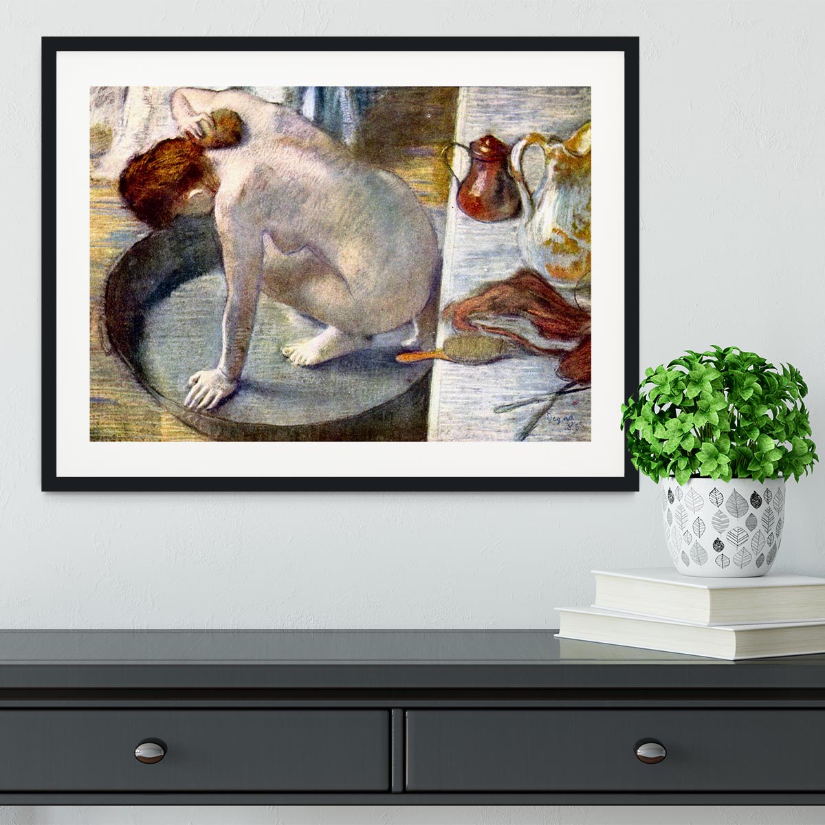 Woman washing in the tub by Degas Framed Print - Canvas Art Rocks - 1