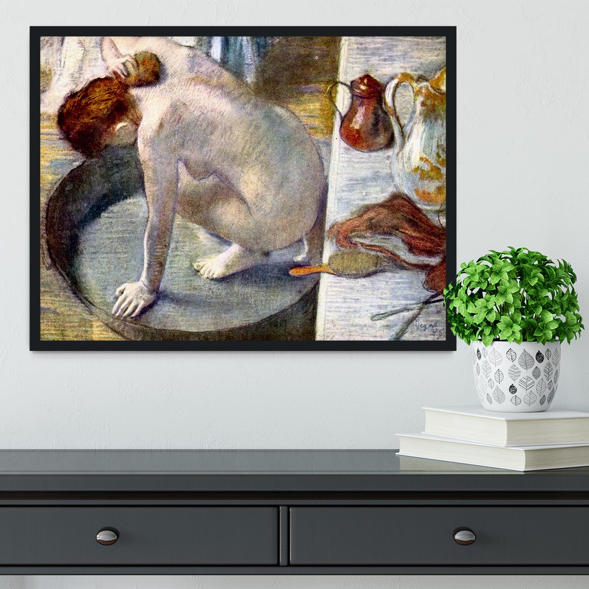 Woman washing in the tub by Degas Framed Print - Canvas Art Rocks - 2