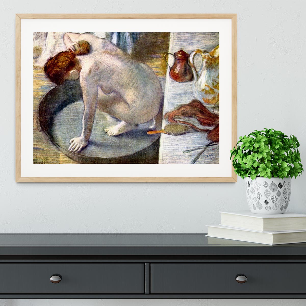 Woman washing in the tub by Degas Framed Print - Canvas Art Rocks - 3
