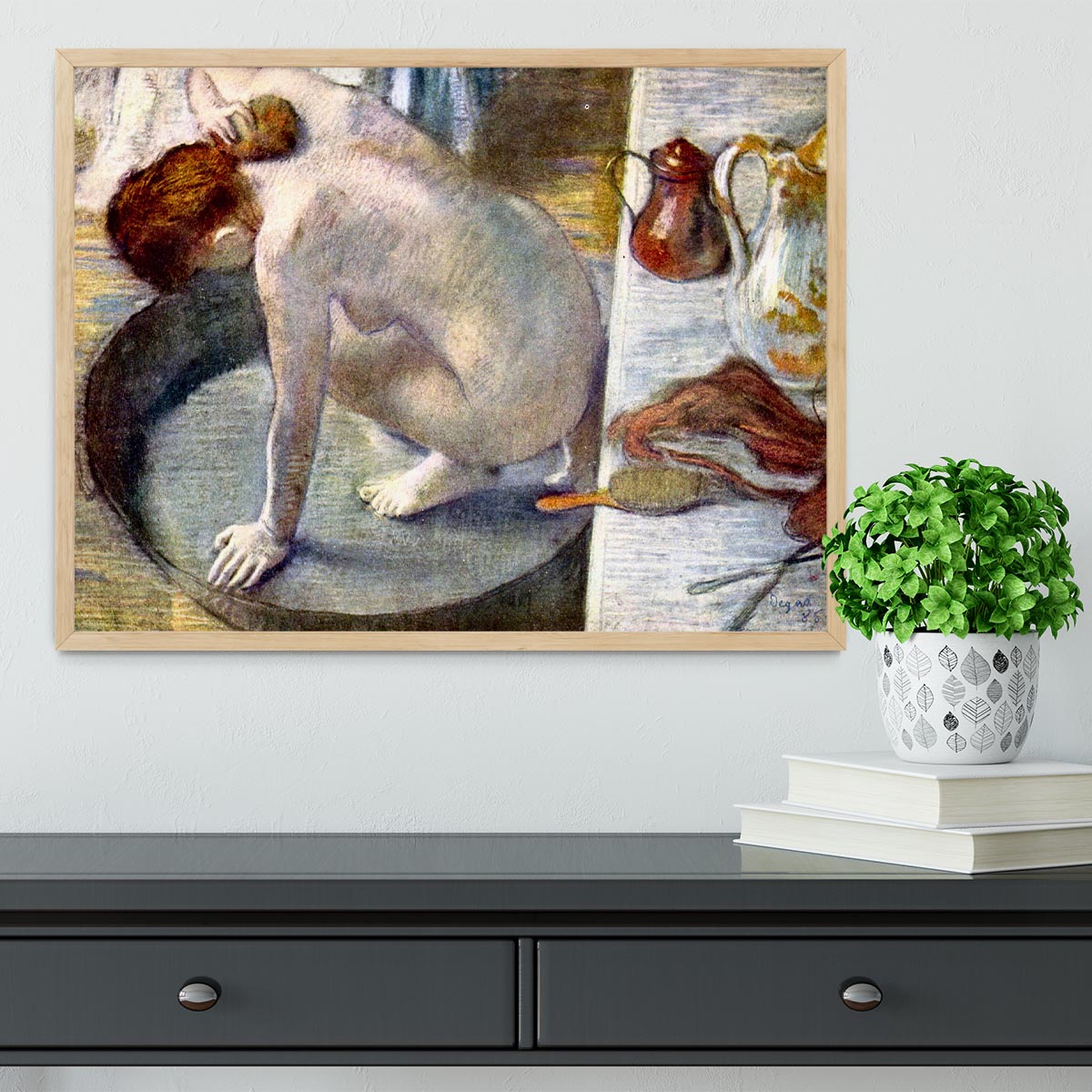 Woman washing in the tub by Degas Framed Print - Canvas Art Rocks - 4