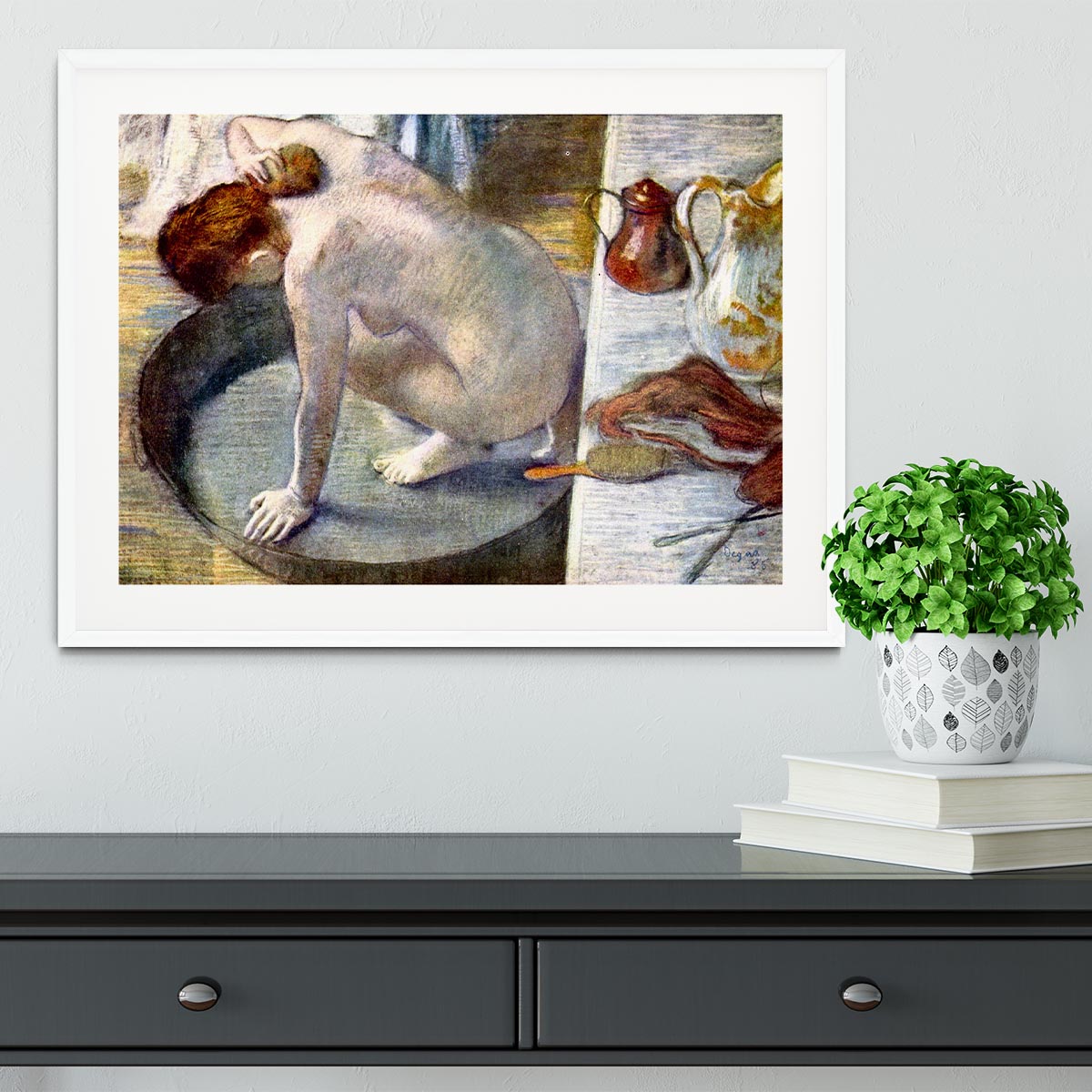 Woman washing in the tub by Degas Framed Print - Canvas Art Rocks - 5