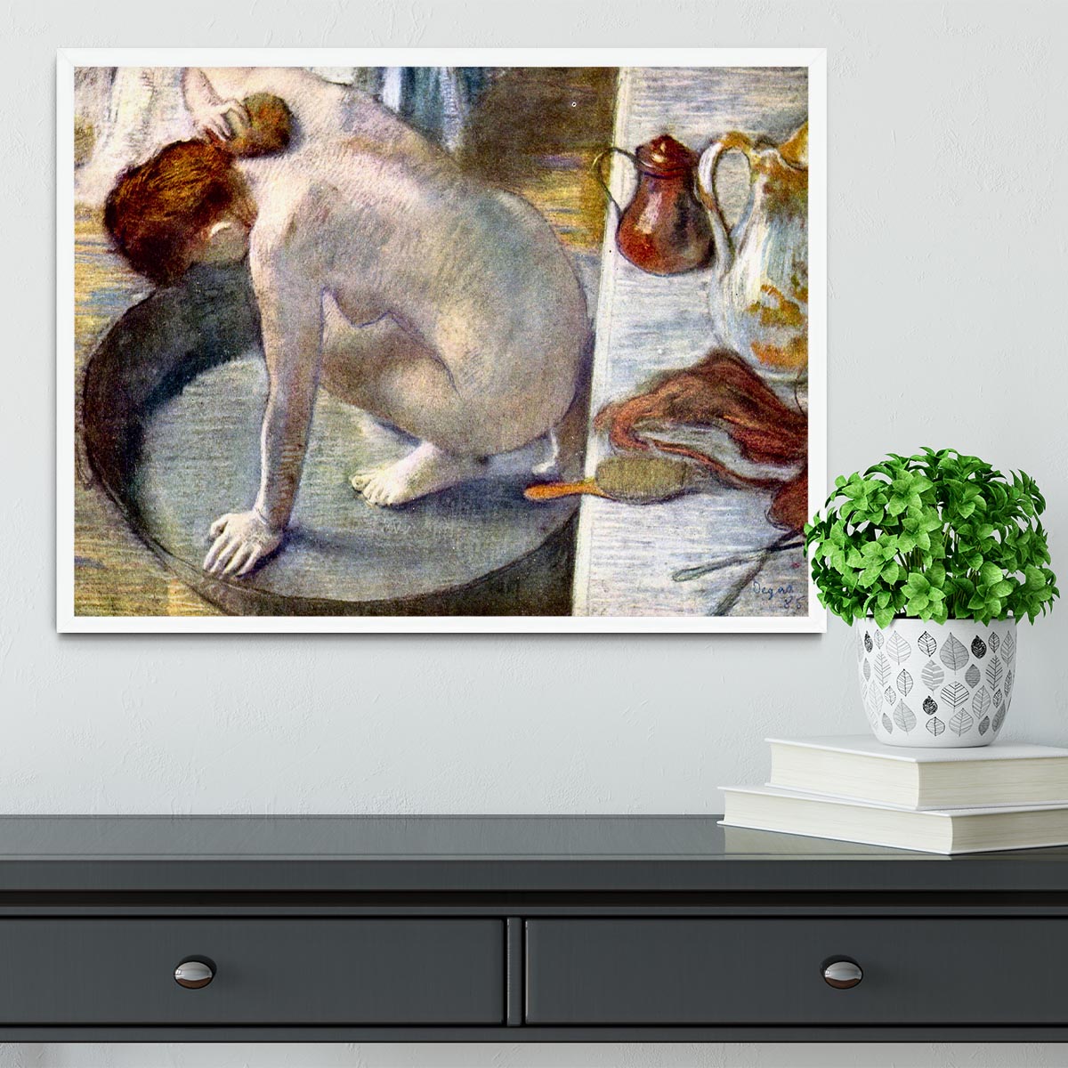 Woman washing in the tub by Degas Framed Print - Canvas Art Rocks -6