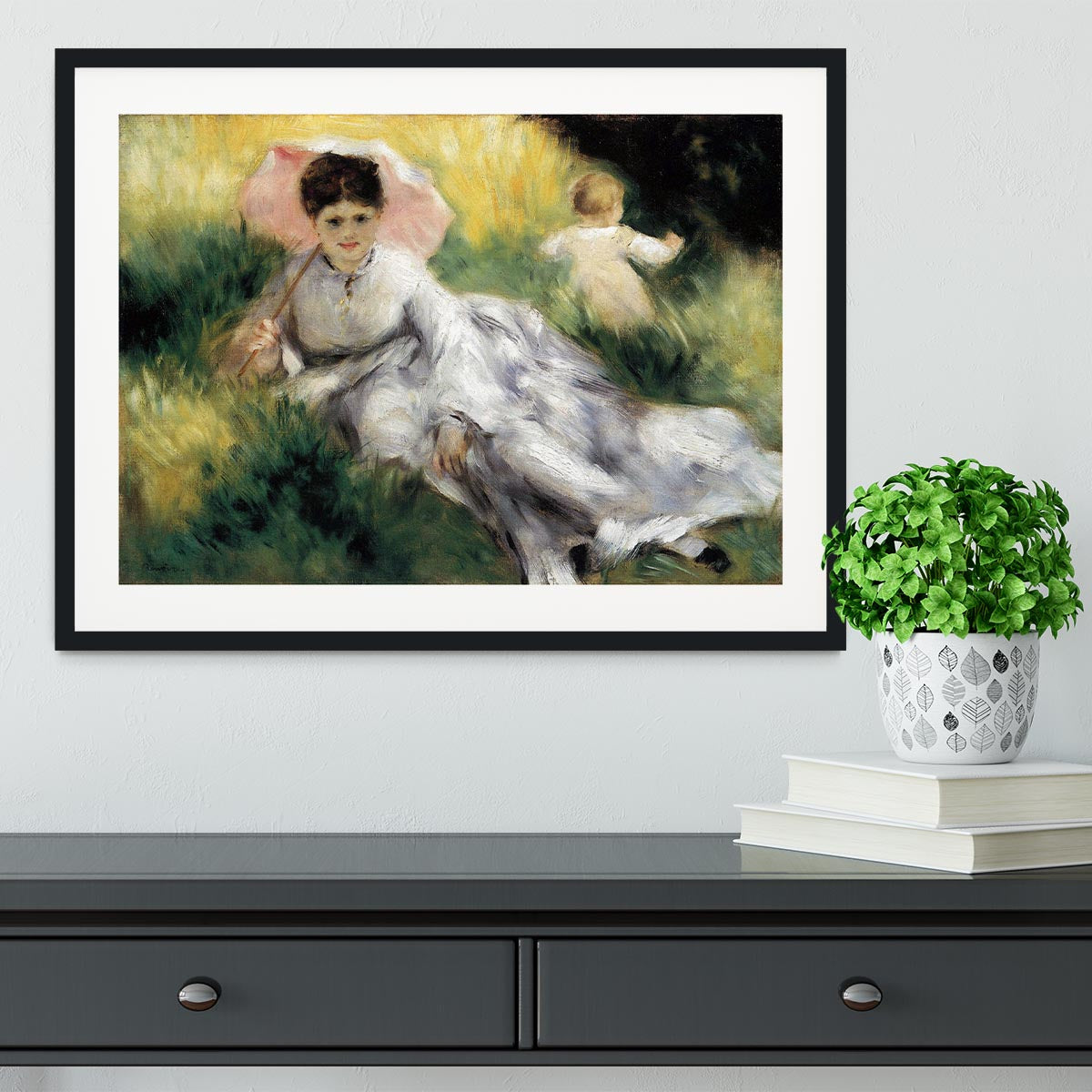Woman with Parasol by Renoir Framed Print - Canvas Art Rocks - 1