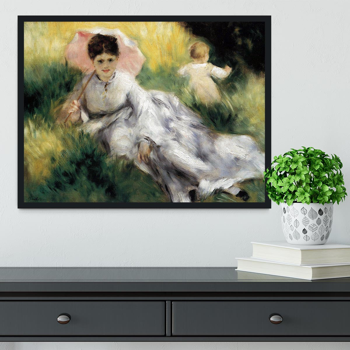 Woman with Parasol by Renoir Framed Print - Canvas Art Rocks - 2