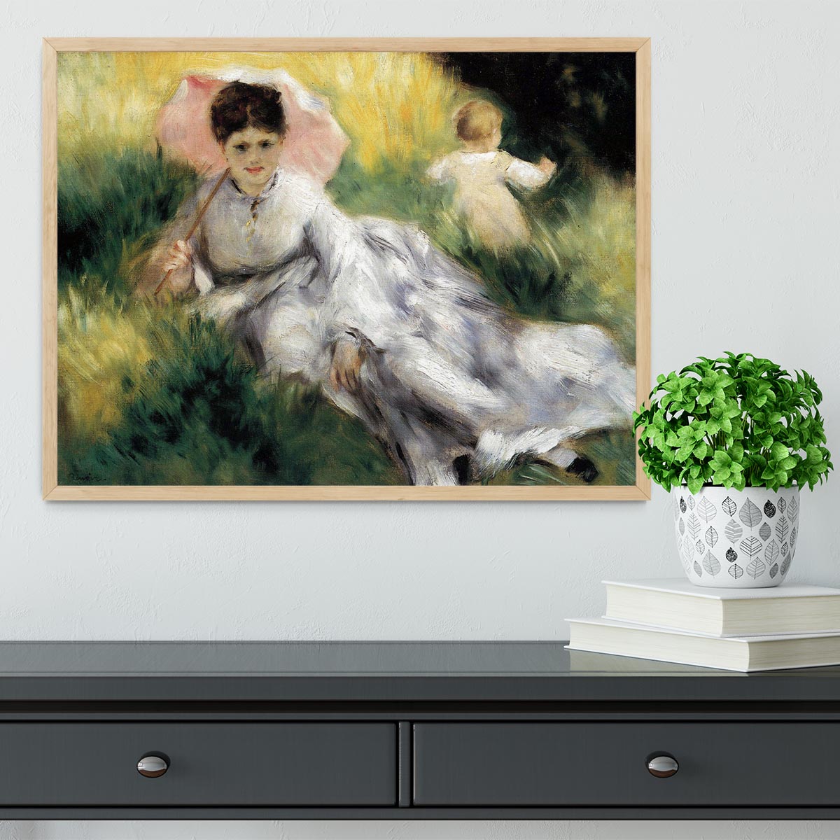 Woman with Parasol by Renoir Framed Print - Canvas Art Rocks - 4
