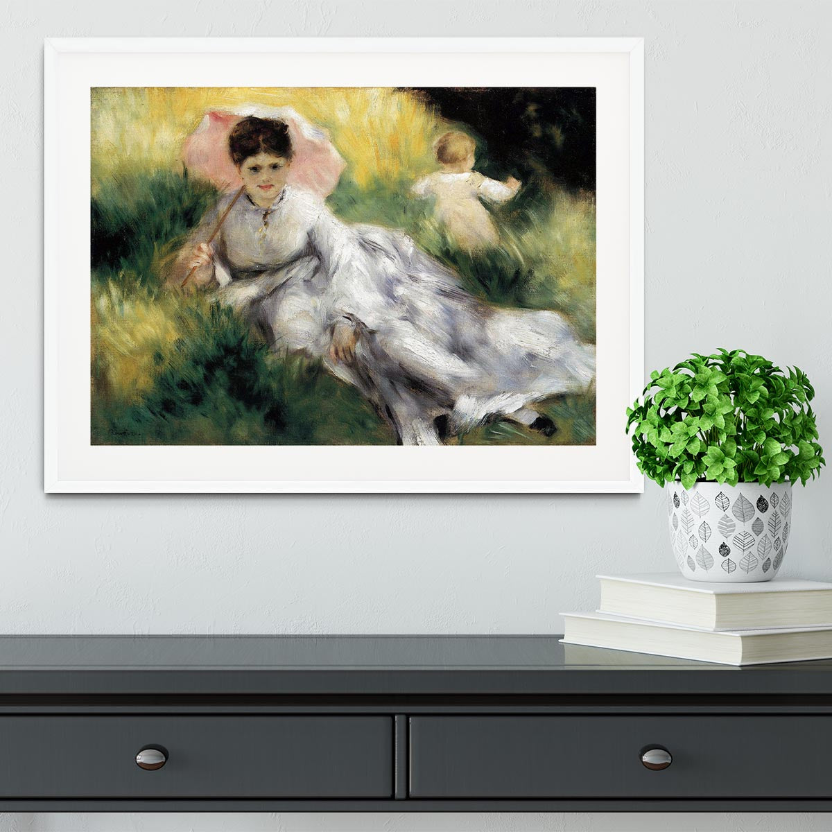 Woman with Parasol by Renoir Framed Print - Canvas Art Rocks - 5