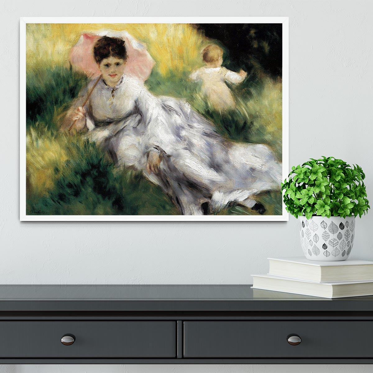 Woman with Parasol by Renoir Framed Print - Canvas Art Rocks -6