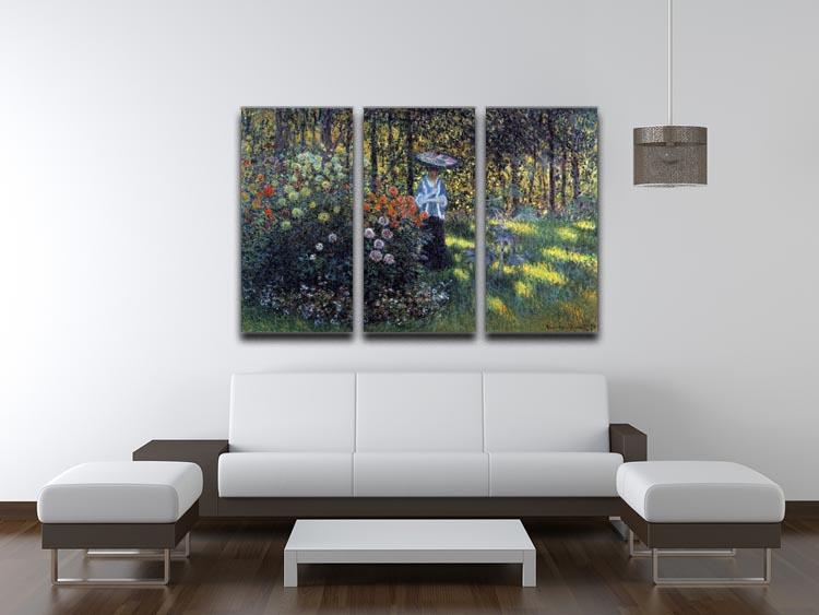 Woman with a parasol in the garden of Argenteuil by Monet Split Panel Canvas Print - Canvas Art Rocks - 4
