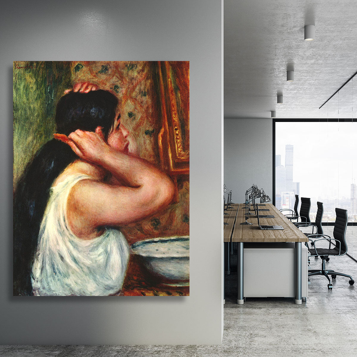 Woman with hair combs by Renoir Canvas Print or Poster - Canvas Art Rocks - 3