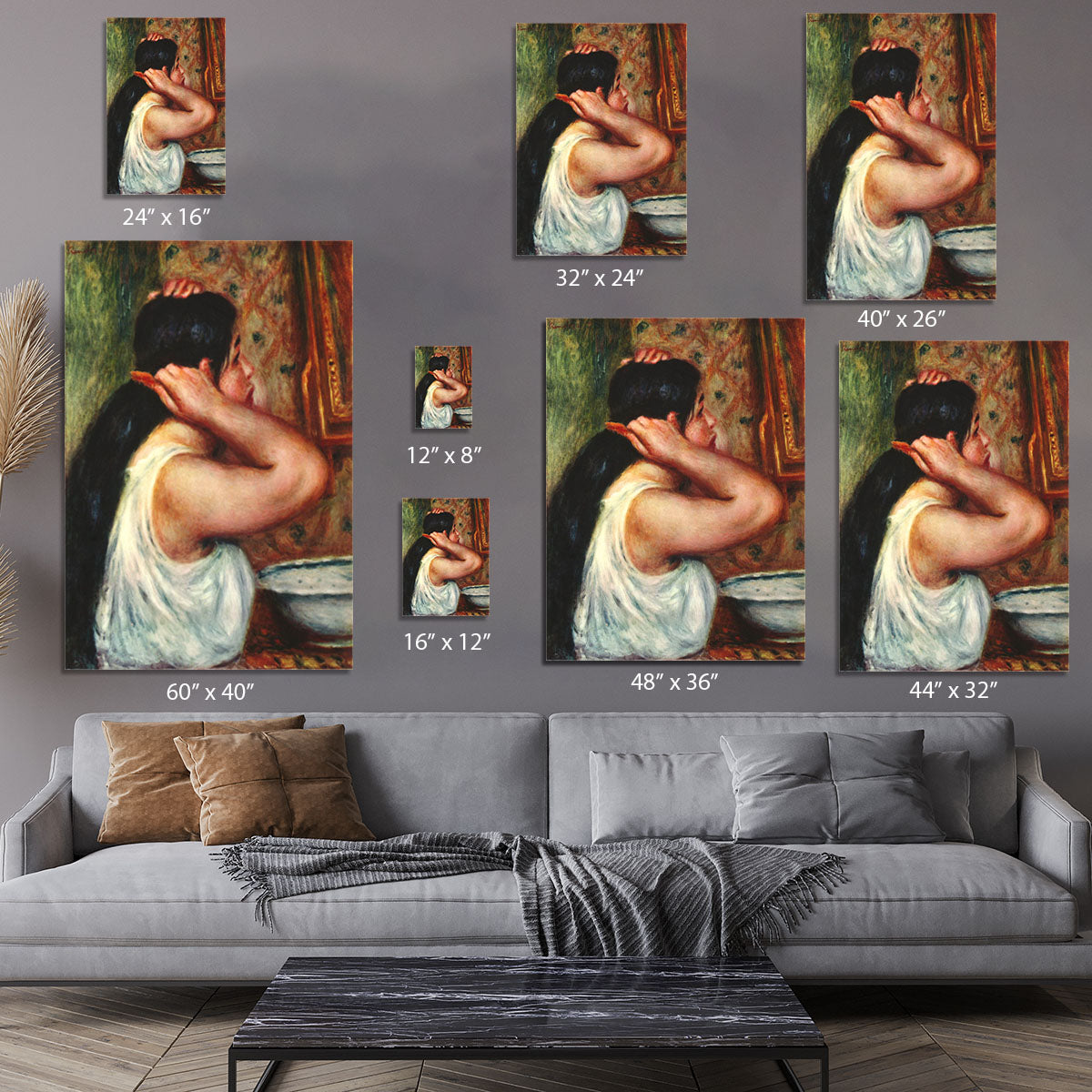 Woman with hair combs by Renoir Canvas Print or Poster - Canvas Art Rocks - 7