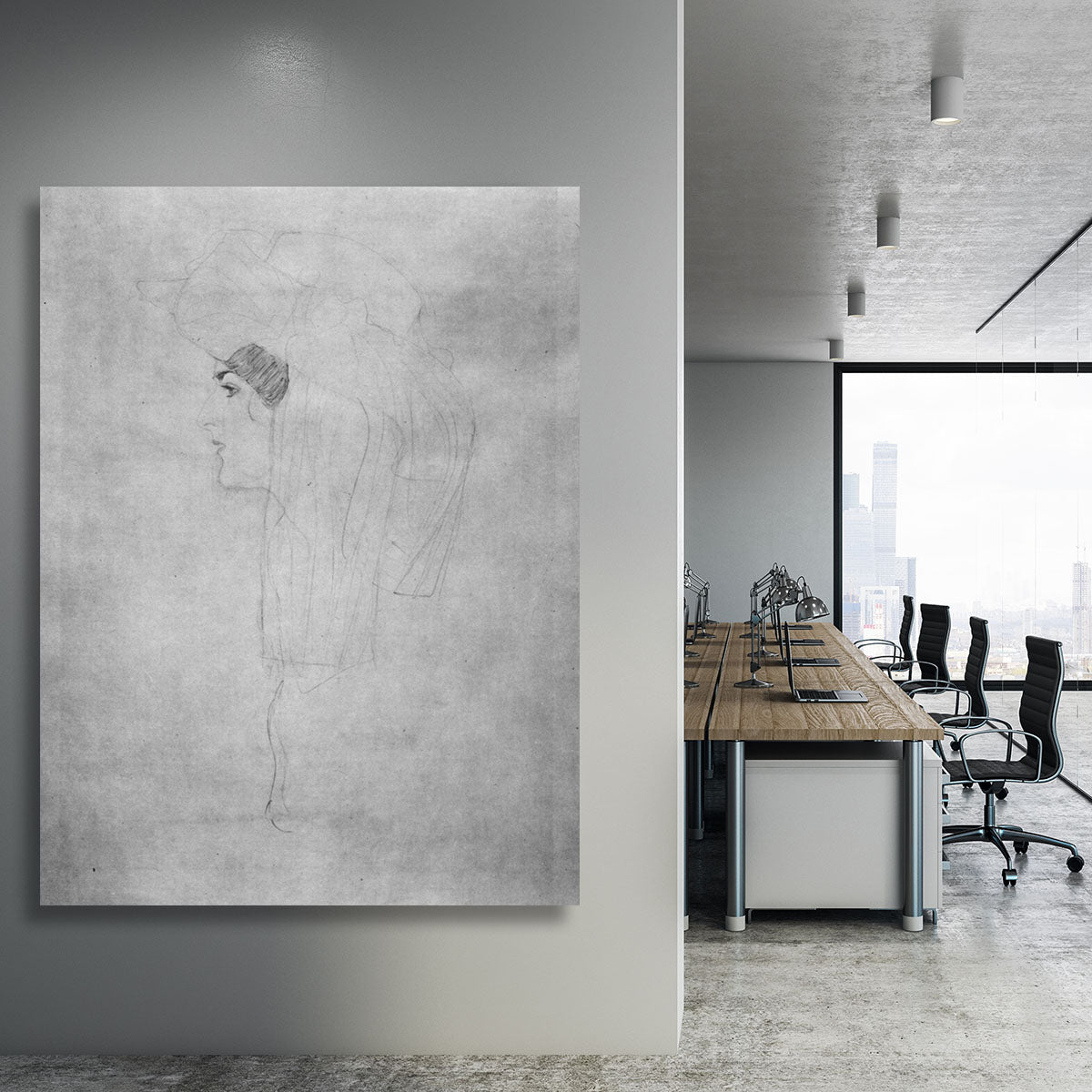 Woman with hat in profile by Klimt Canvas Print or Poster - Canvas Art Rocks - 3