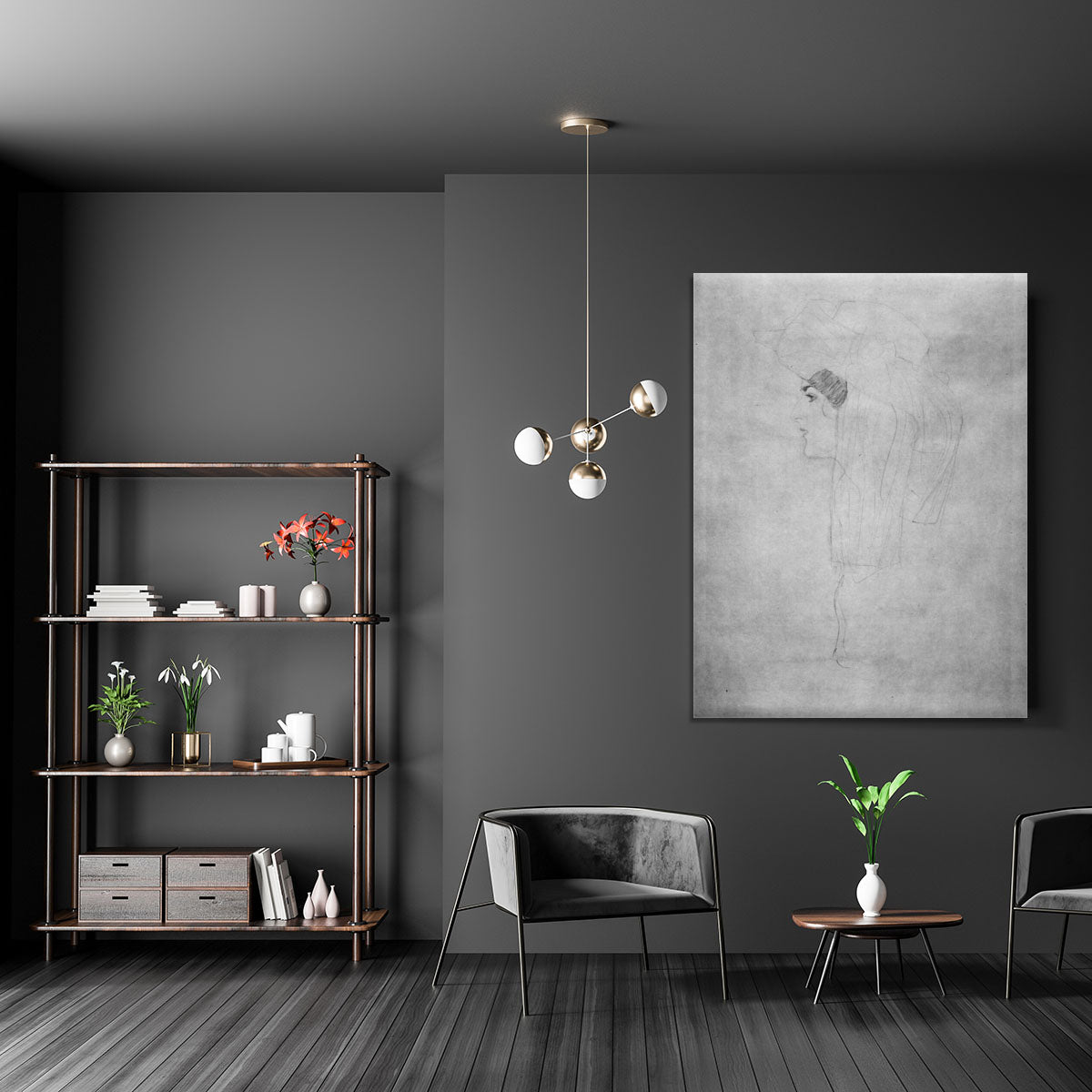 Woman with hat in profile by Klimt Canvas Print or Poster - Canvas Art Rocks - 5