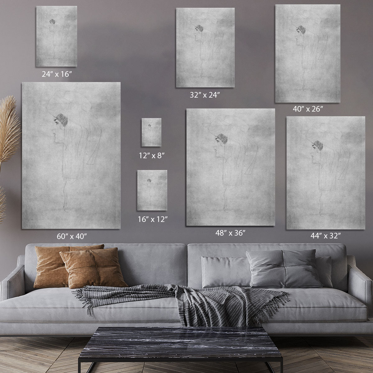 Woman with hat in profile by Klimt Canvas Print or Poster - Canvas Art Rocks - 7