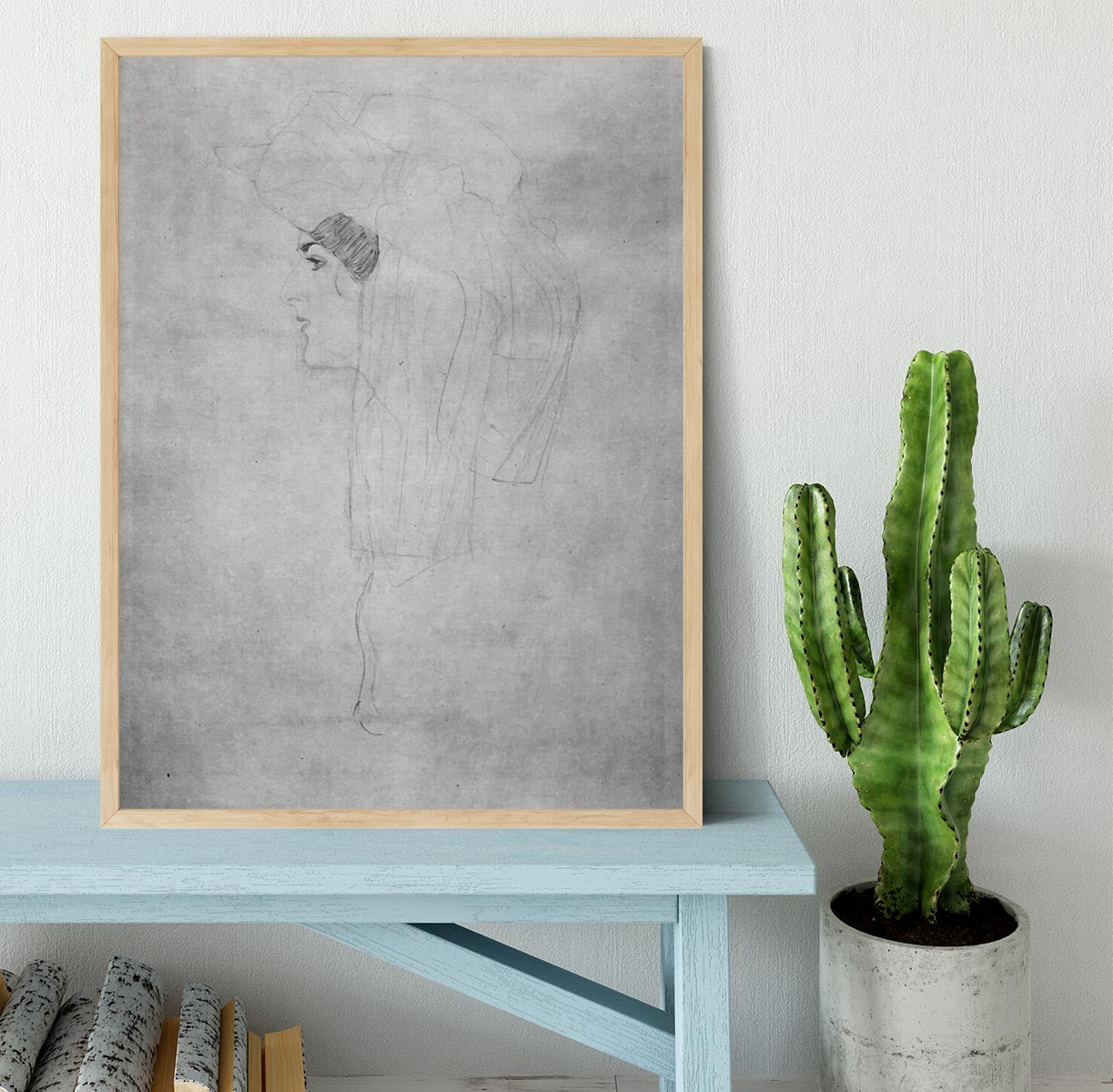 Woman with hat in profile by Klimt Framed Print - Canvas Art Rocks - 4