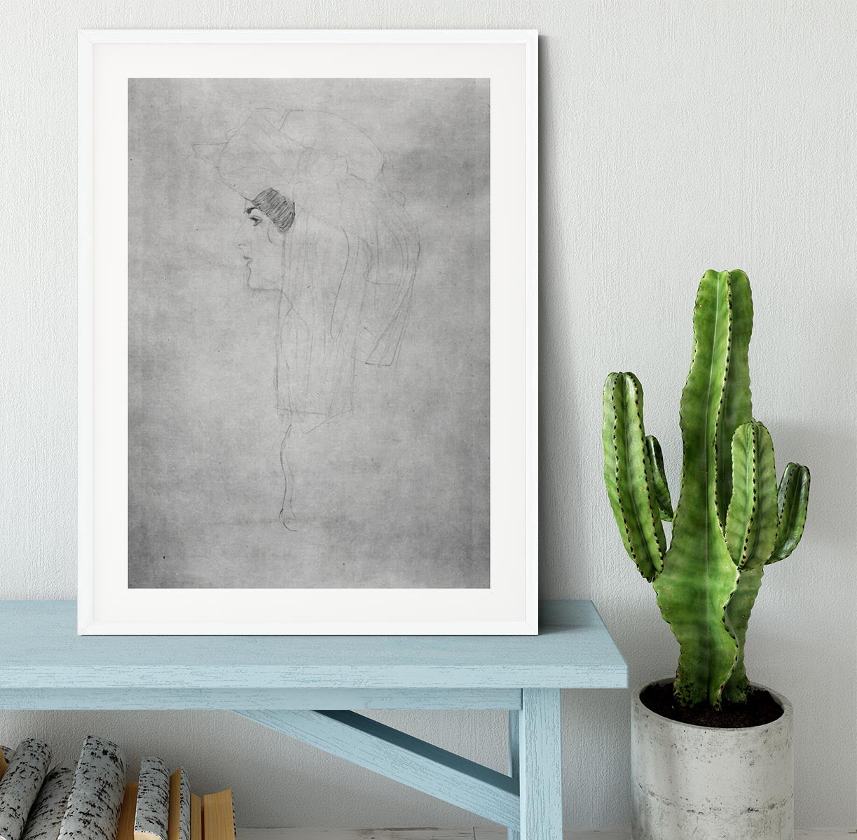 Woman with hat in profile by Klimt Framed Print - Canvas Art Rocks - 5