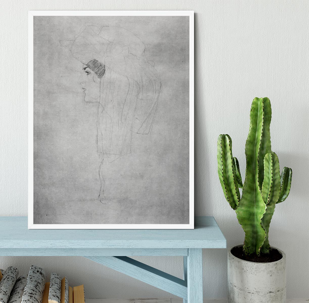 Woman with hat in profile by Klimt Framed Print - Canvas Art Rocks -6