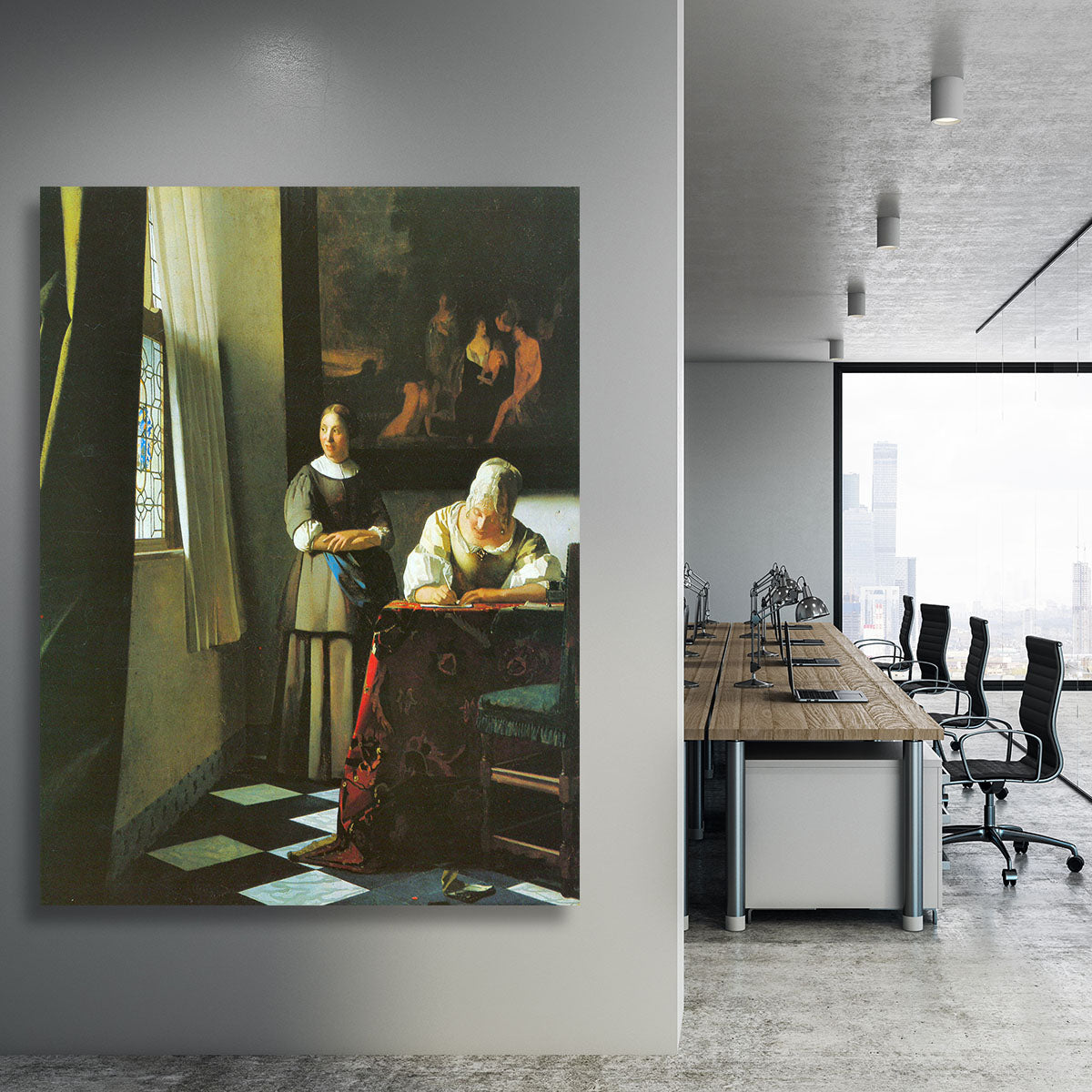 Woman with messenger by Vermeer Canvas Print or Poster - Canvas Art Rocks - 3