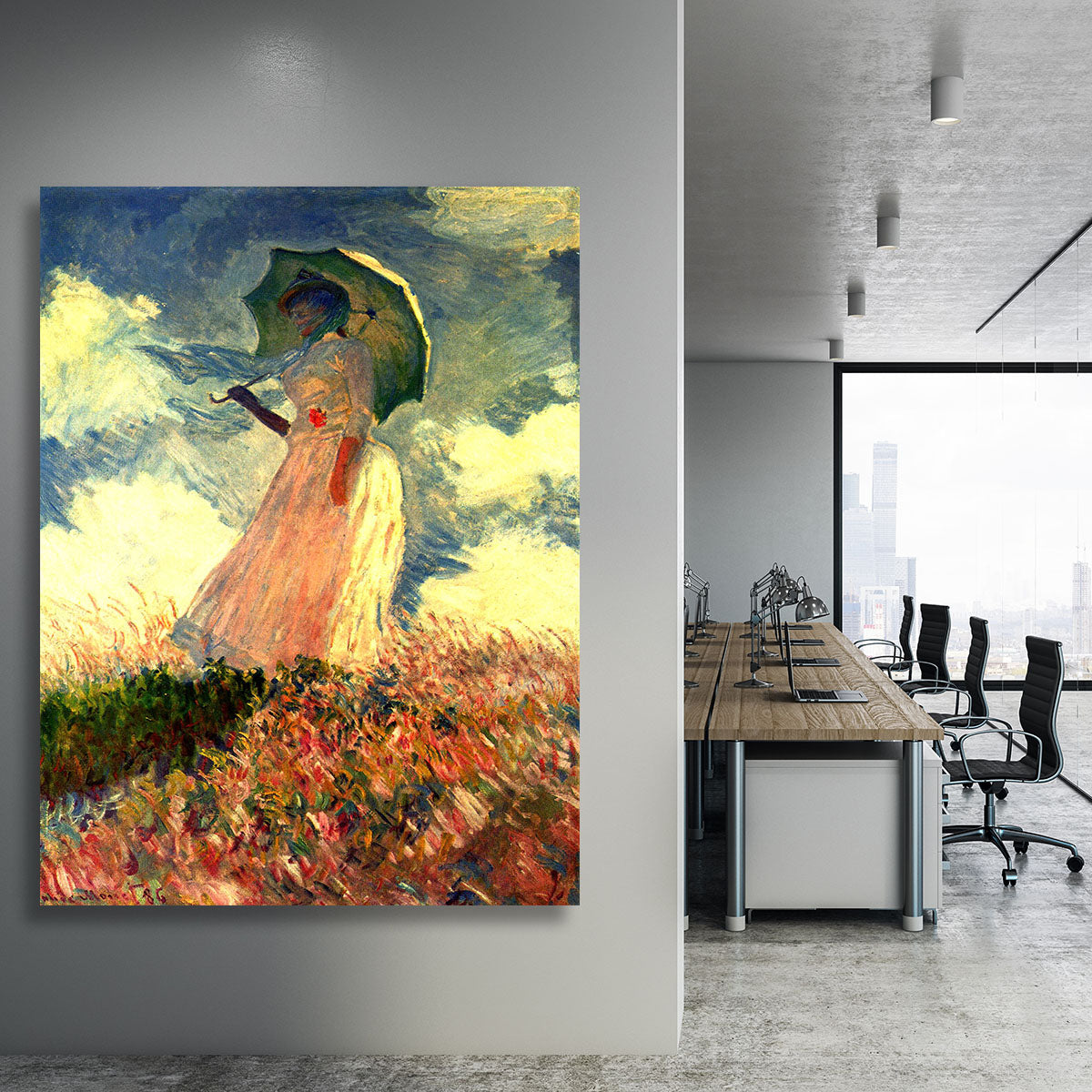 Woman with sunshade by Monet Canvas Print or Poster - Canvas Art Rocks - 3