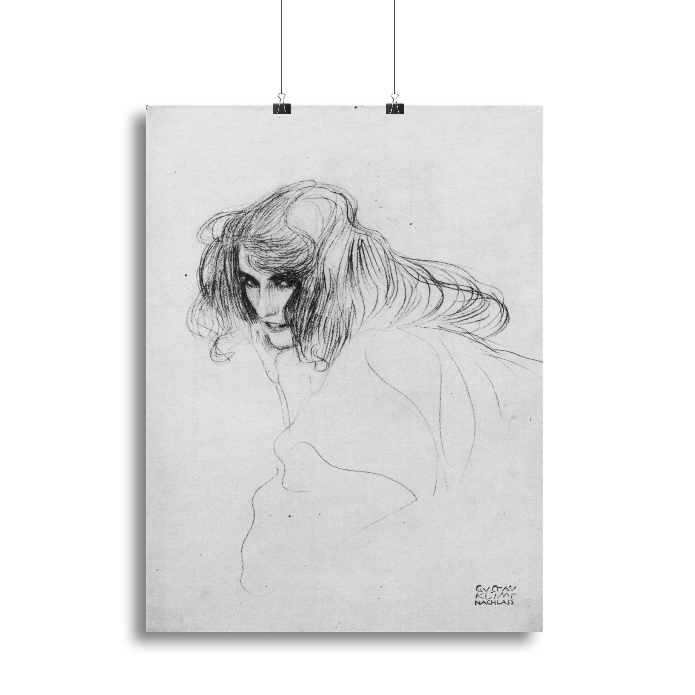 Womans head in three quarters profile by Klimt Canvas Print or Poster - Canvas Art Rocks - 2