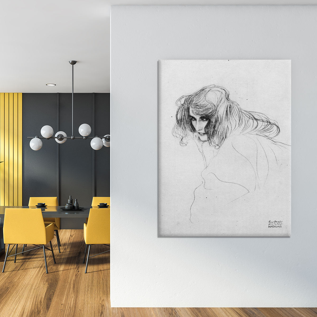 Womans head in three quarters profile by Klimt Canvas Print or Poster - Canvas Art Rocks - 4