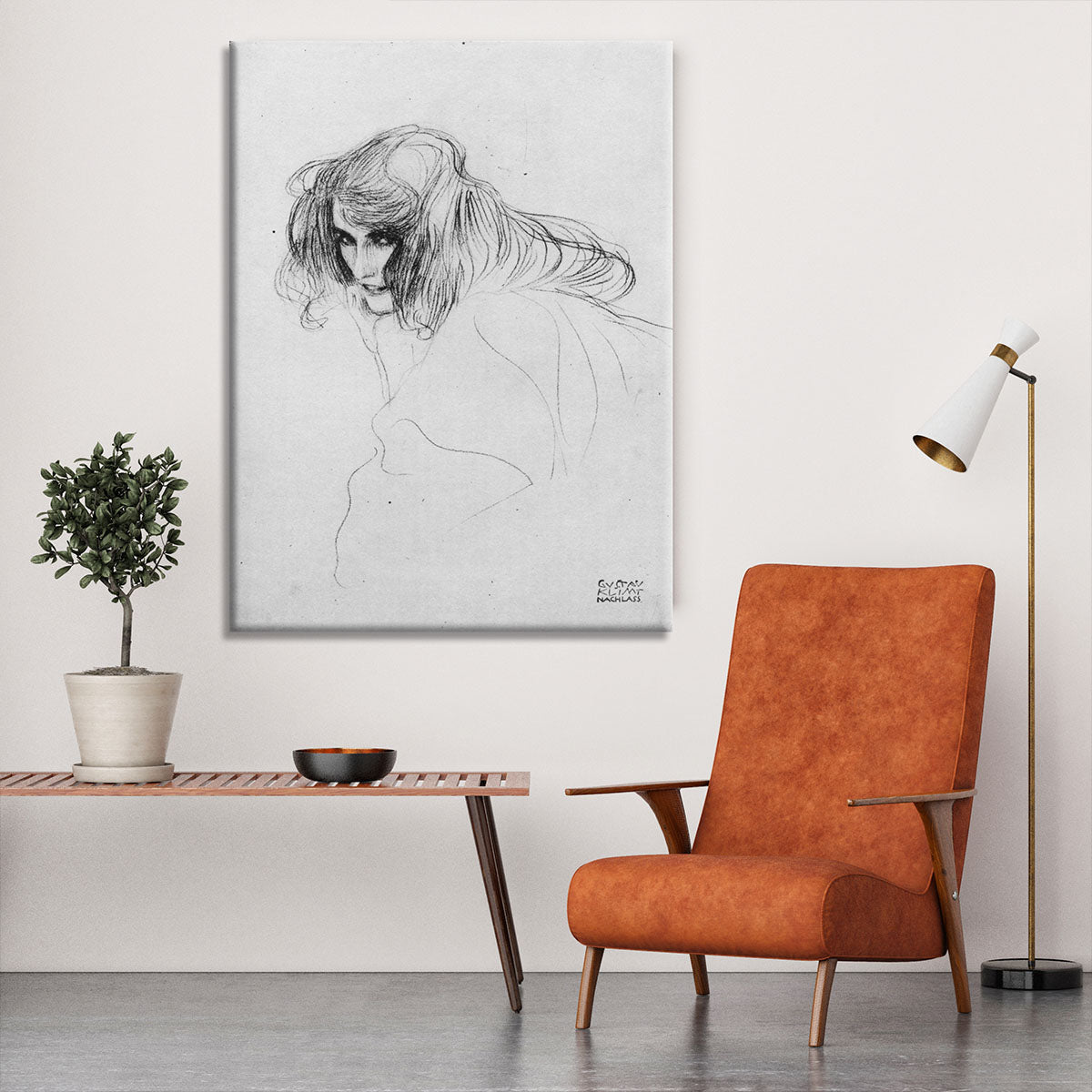 Womans head in three quarters profile by Klimt Canvas Print or Poster - Canvas Art Rocks - 6