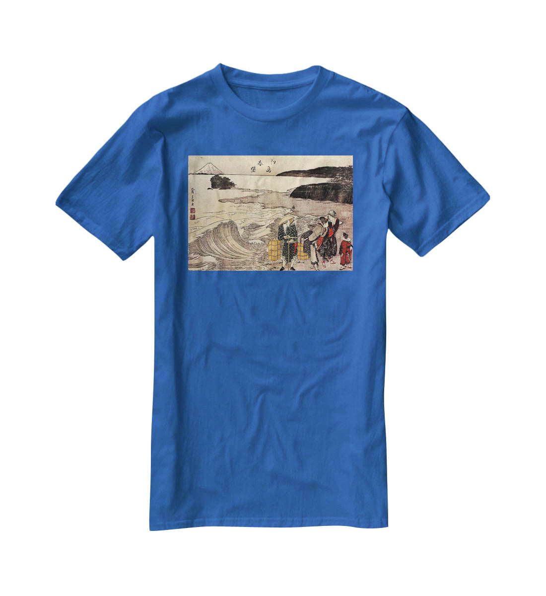 Women on the beach of Enoshima by Hokusai T-Shirt - Canvas Art Rocks - 2