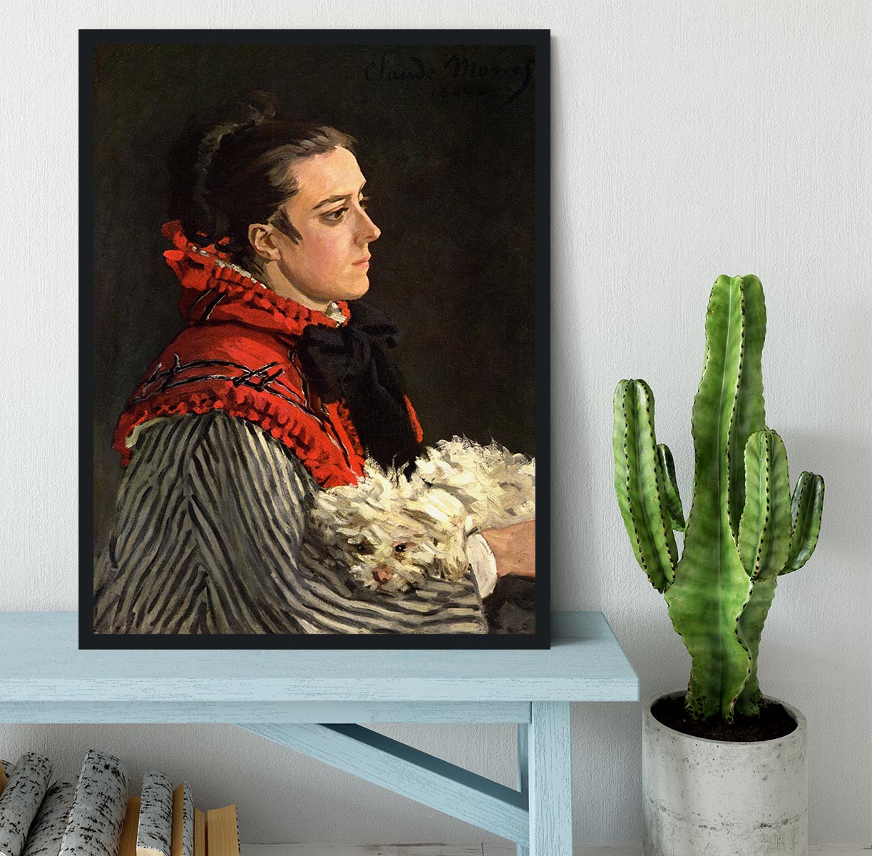 Women with Dog by Monet Framed Print - Canvas Art Rocks - 2