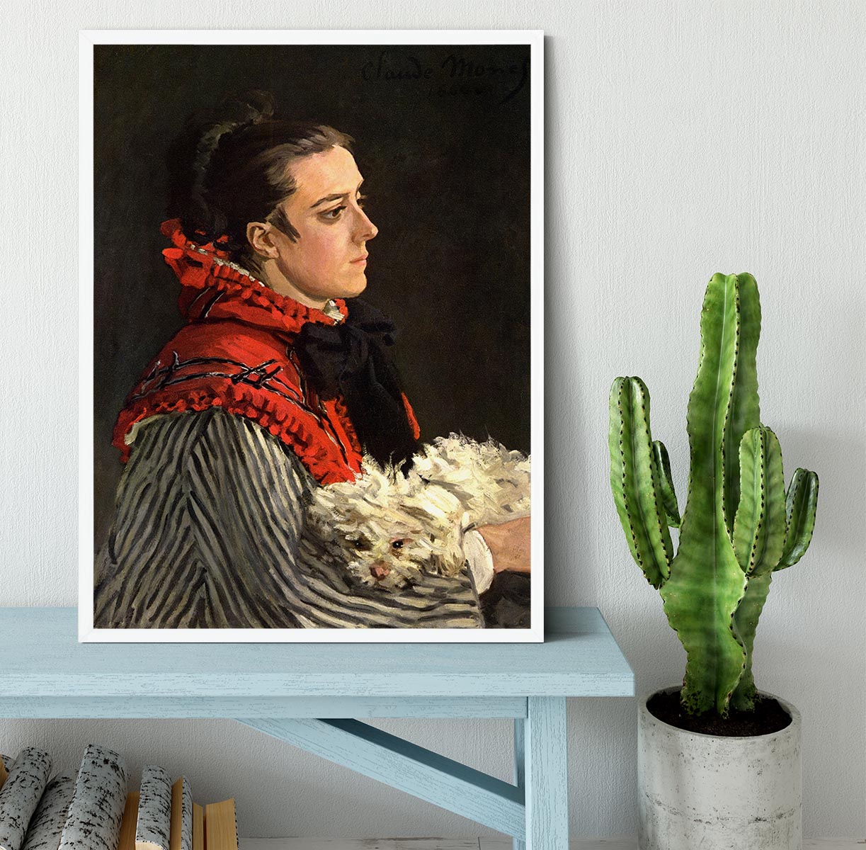 Women with Dog by Monet Framed Print - Canvas Art Rocks -6