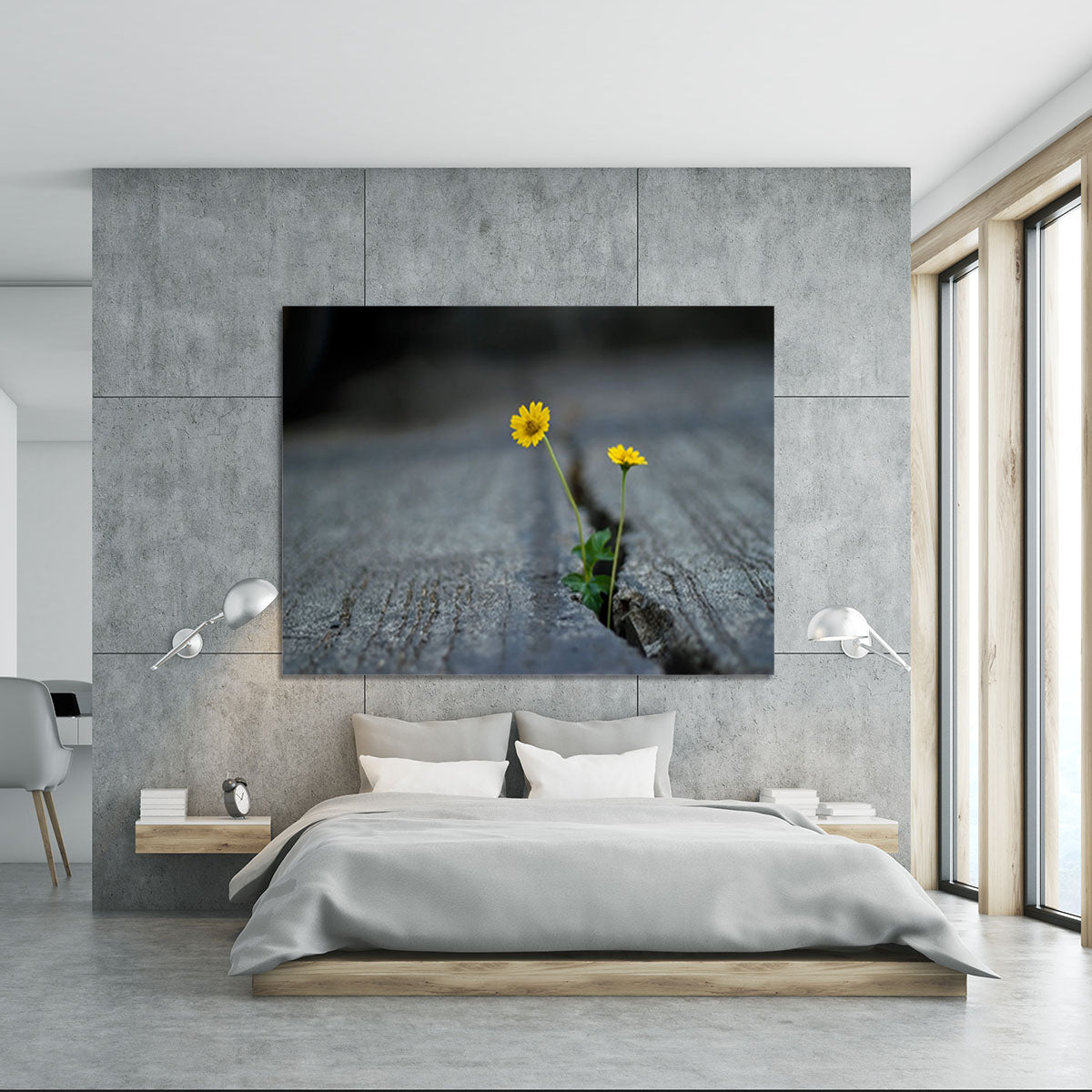 Yellow flower growing in street Canvas Print or Poster - Canvas Art Rocks - 5