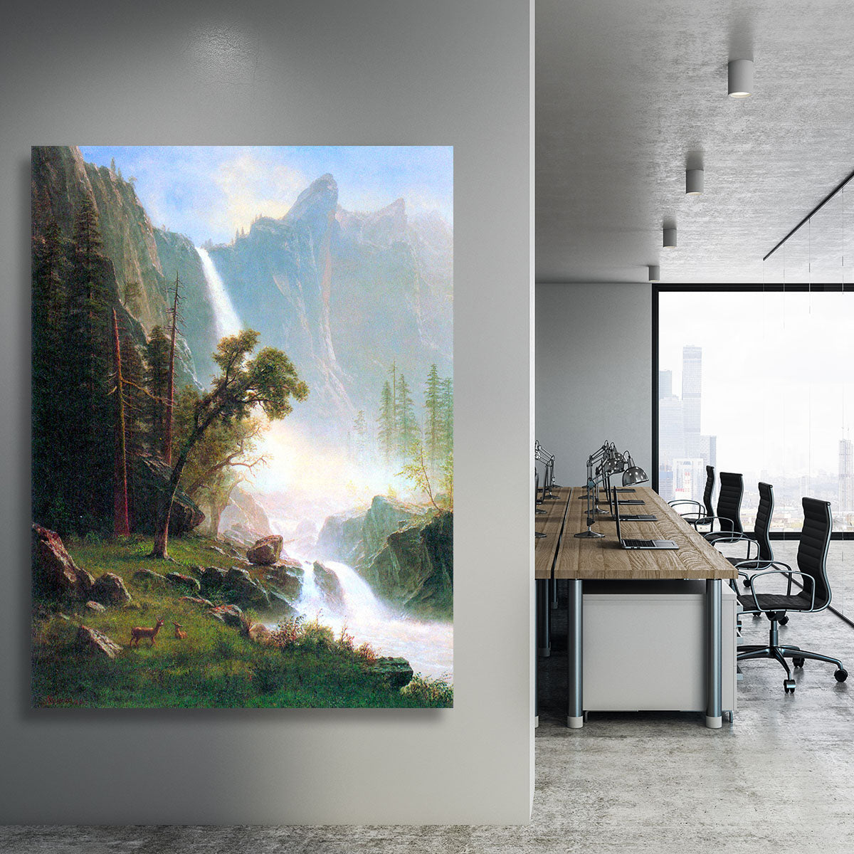 Yosemite Falls by Bierstadt Canvas Print or Poster - Canvas Art Rocks - 3