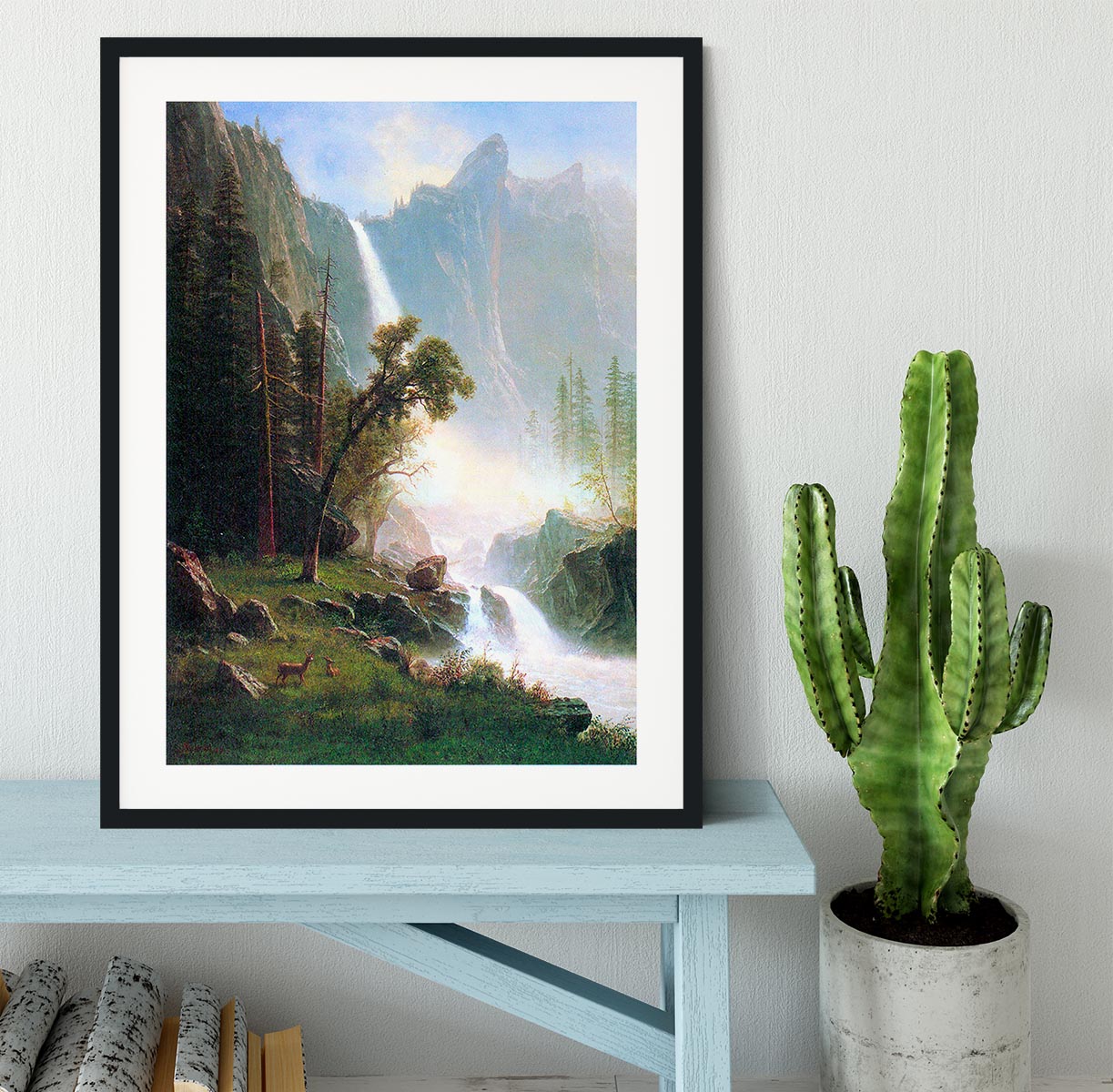 Yosemite Falls by Bierstadt Framed Print - Canvas Art Rocks - 1