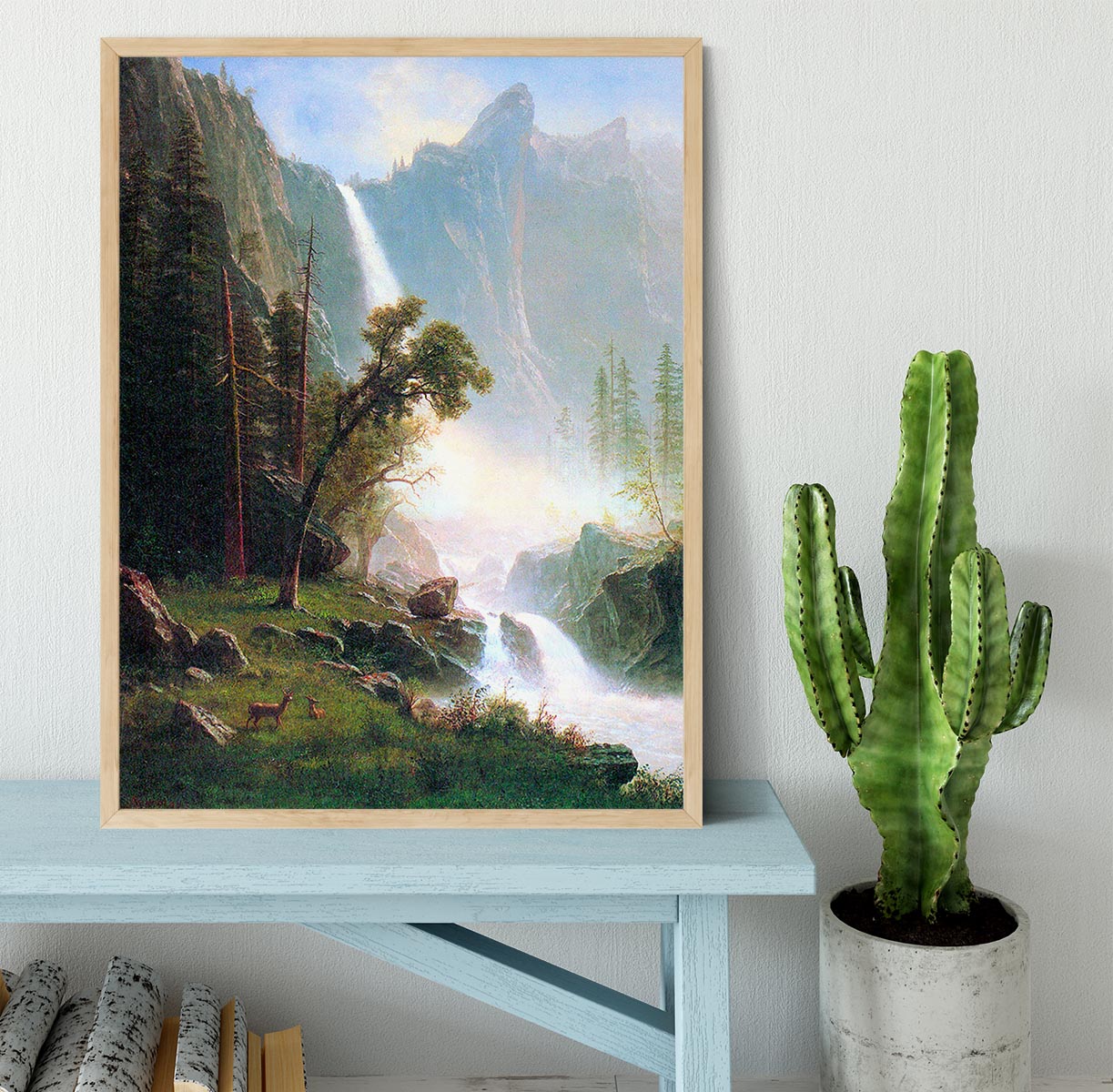 Yosemite Falls by Bierstadt Framed Print - Canvas Art Rocks - 4