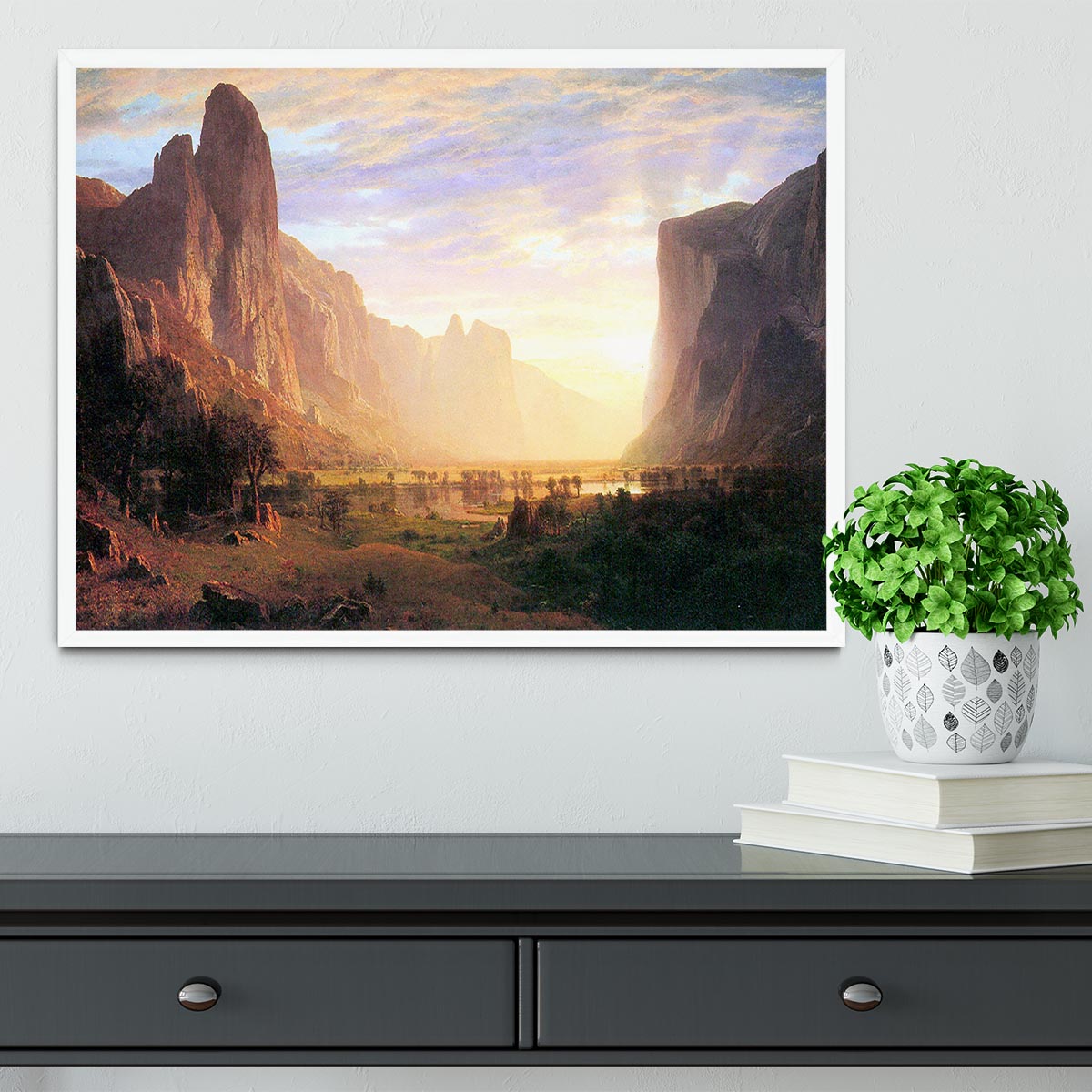 Yosemite Valley 3 by Bierstadt Framed Print - Canvas Art Rocks -6