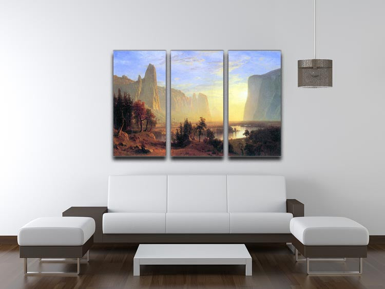 Yosemite Valley by Bierstadt 3 Split Panel Canvas Print - Canvas Art Rocks - 3
