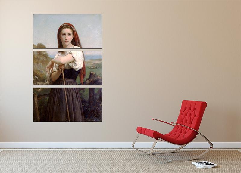 Young Shepherdess By Bouguereau 3 Split Panel Canvas Print - Canvas Art Rocks - 2