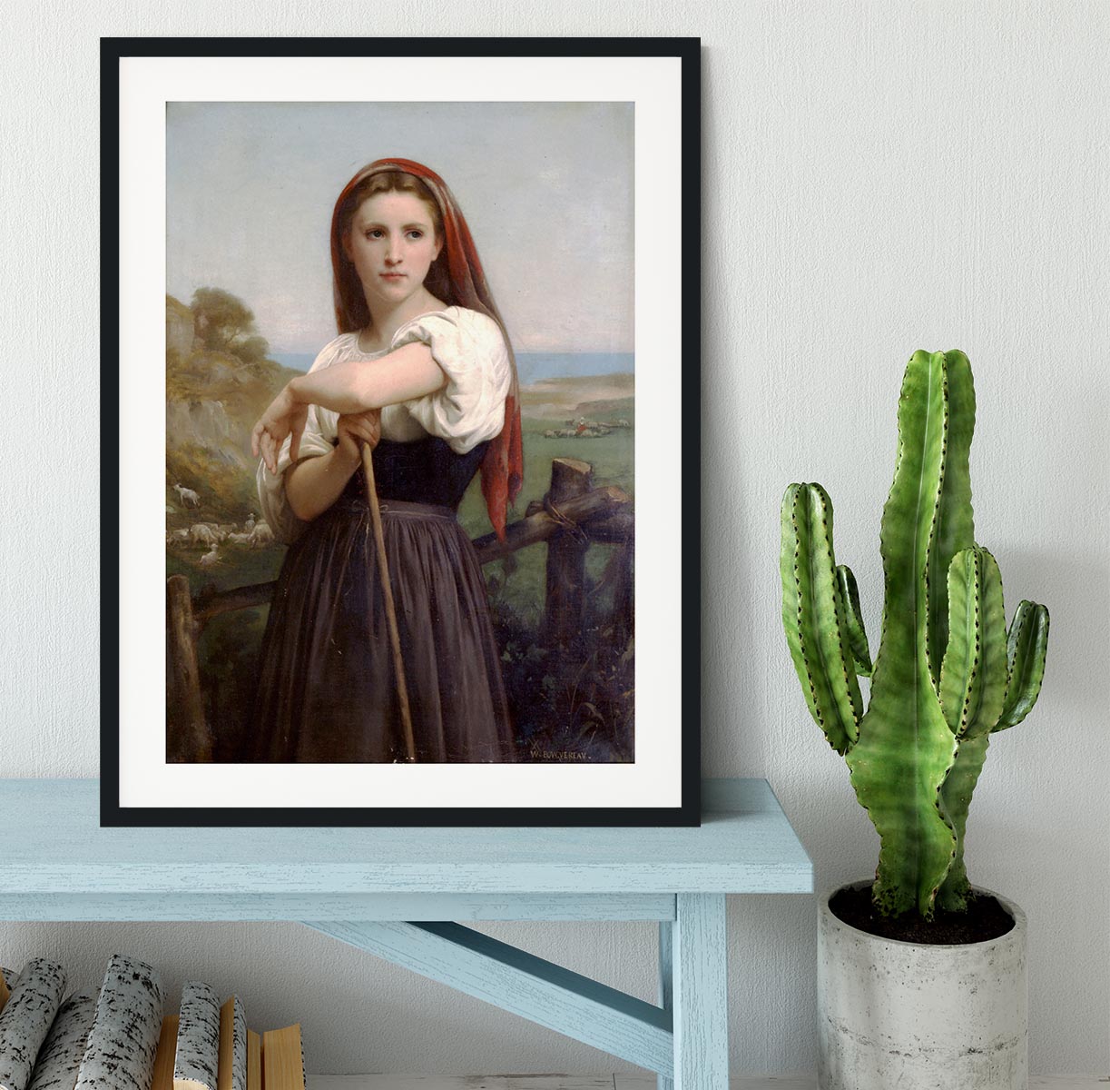 Young Shepherdess By Bouguereau Framed Print - Canvas Art Rocks - 1