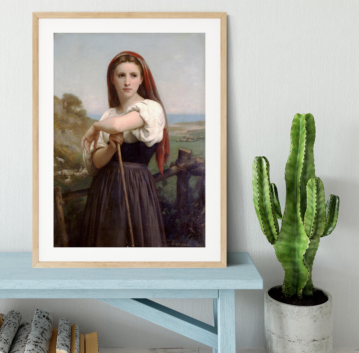 Young Shepherdess By Bouguereau Framed Print - Canvas Art Rocks - 3