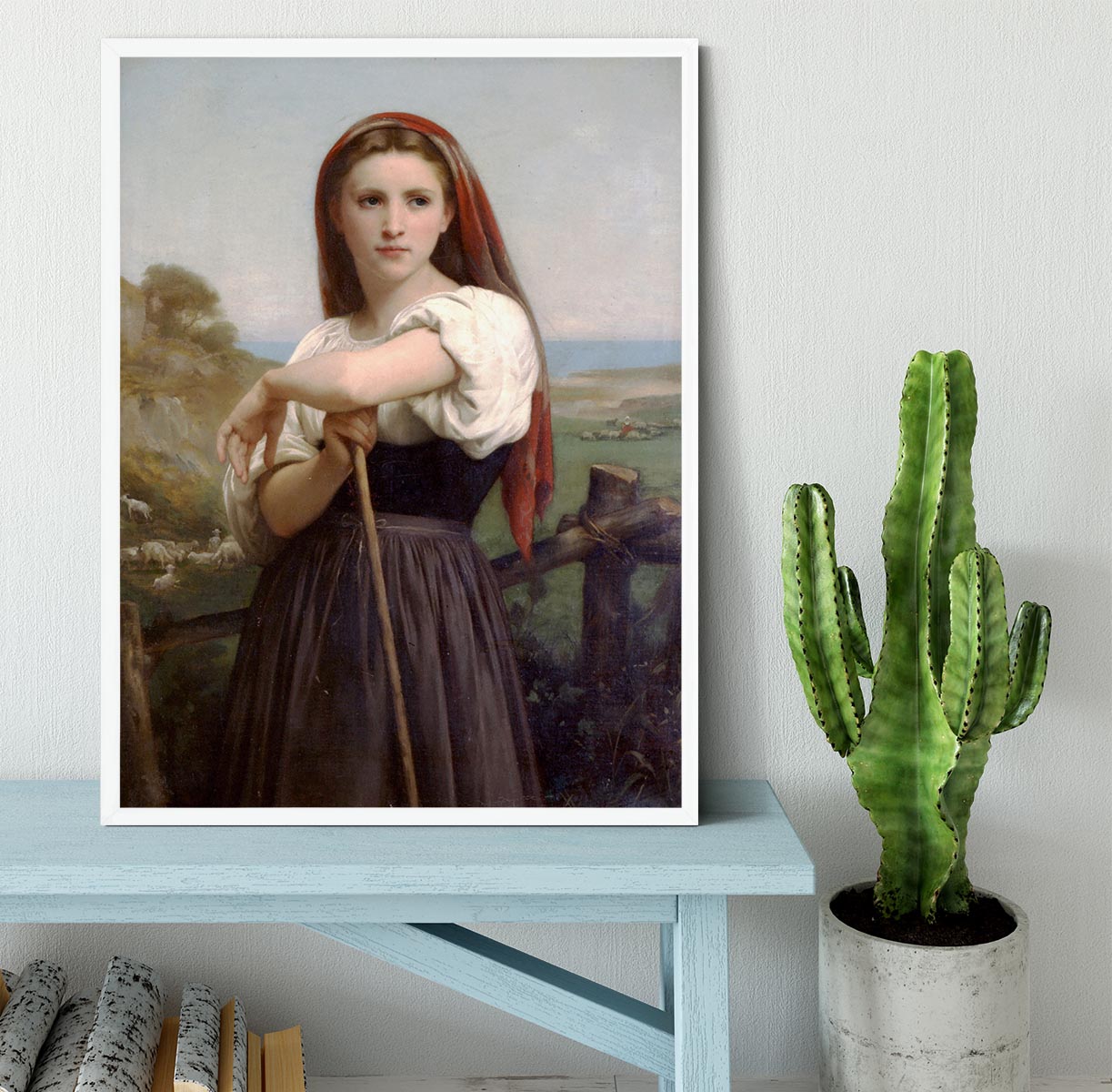 Young Shepherdess By Bouguereau Framed Print - Canvas Art Rocks -6